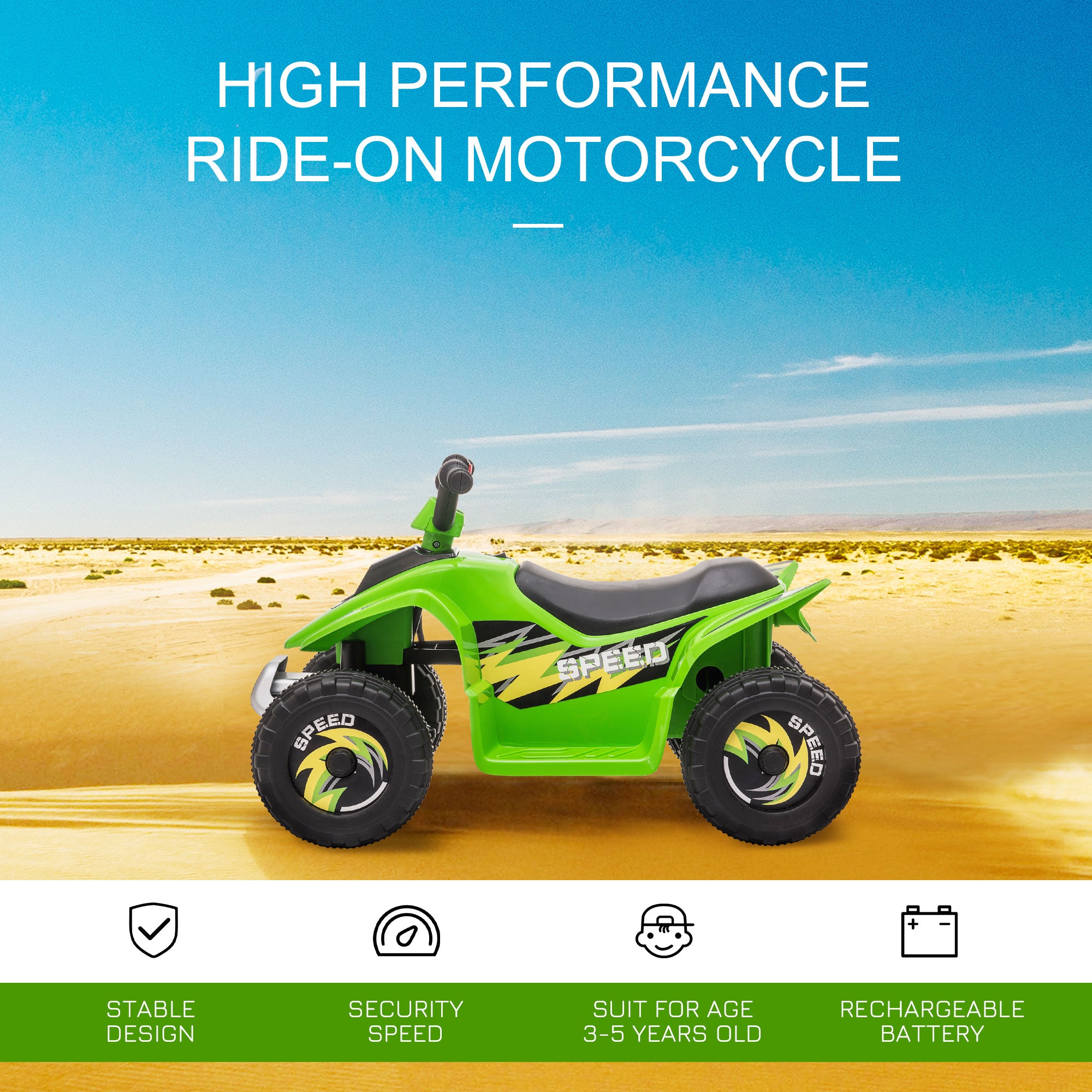 HOMCOM 6V Toddler Electric Ride-On / Quad Car - Green