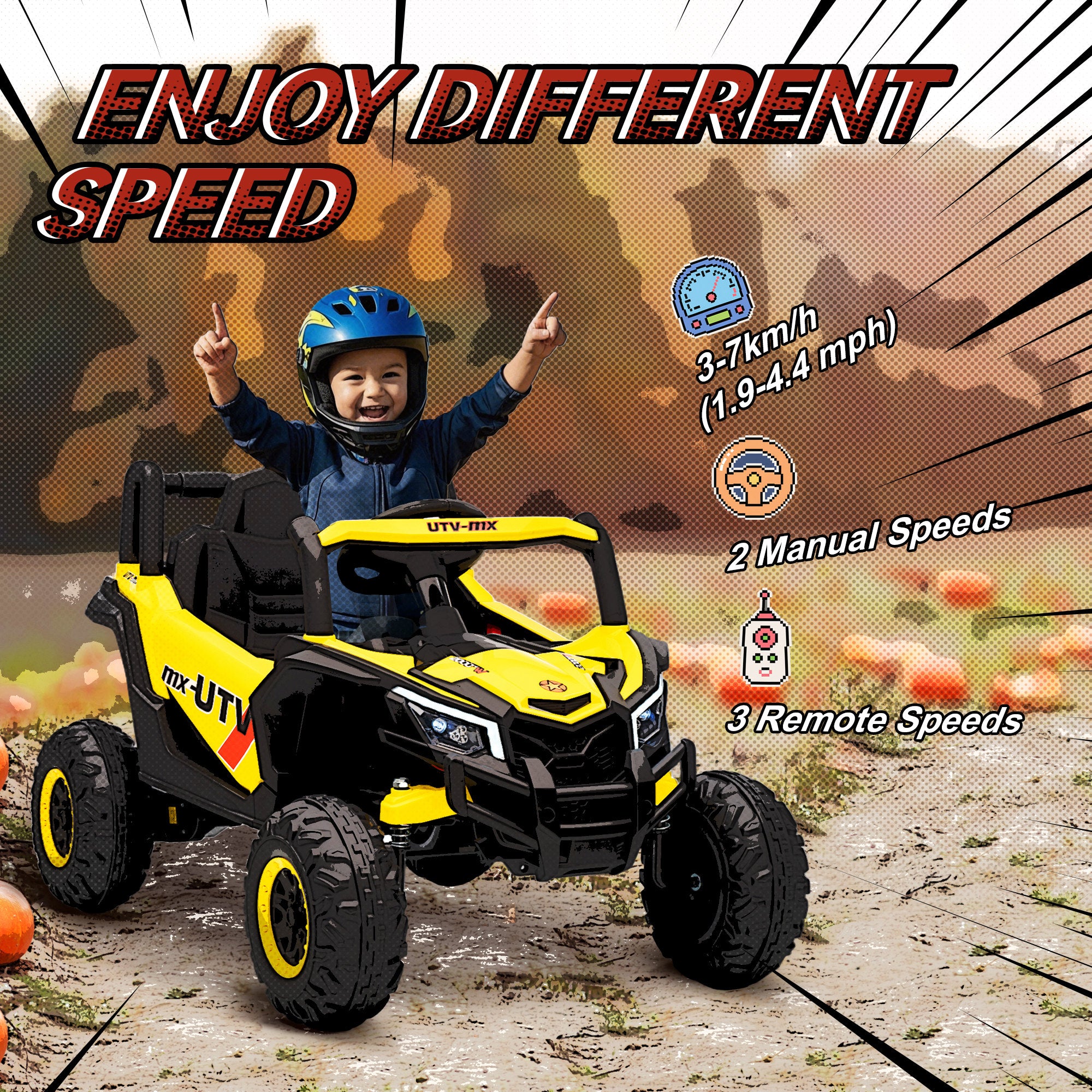 AIYAPLAY 12V Kids Electric Ride-On Car - Yellow