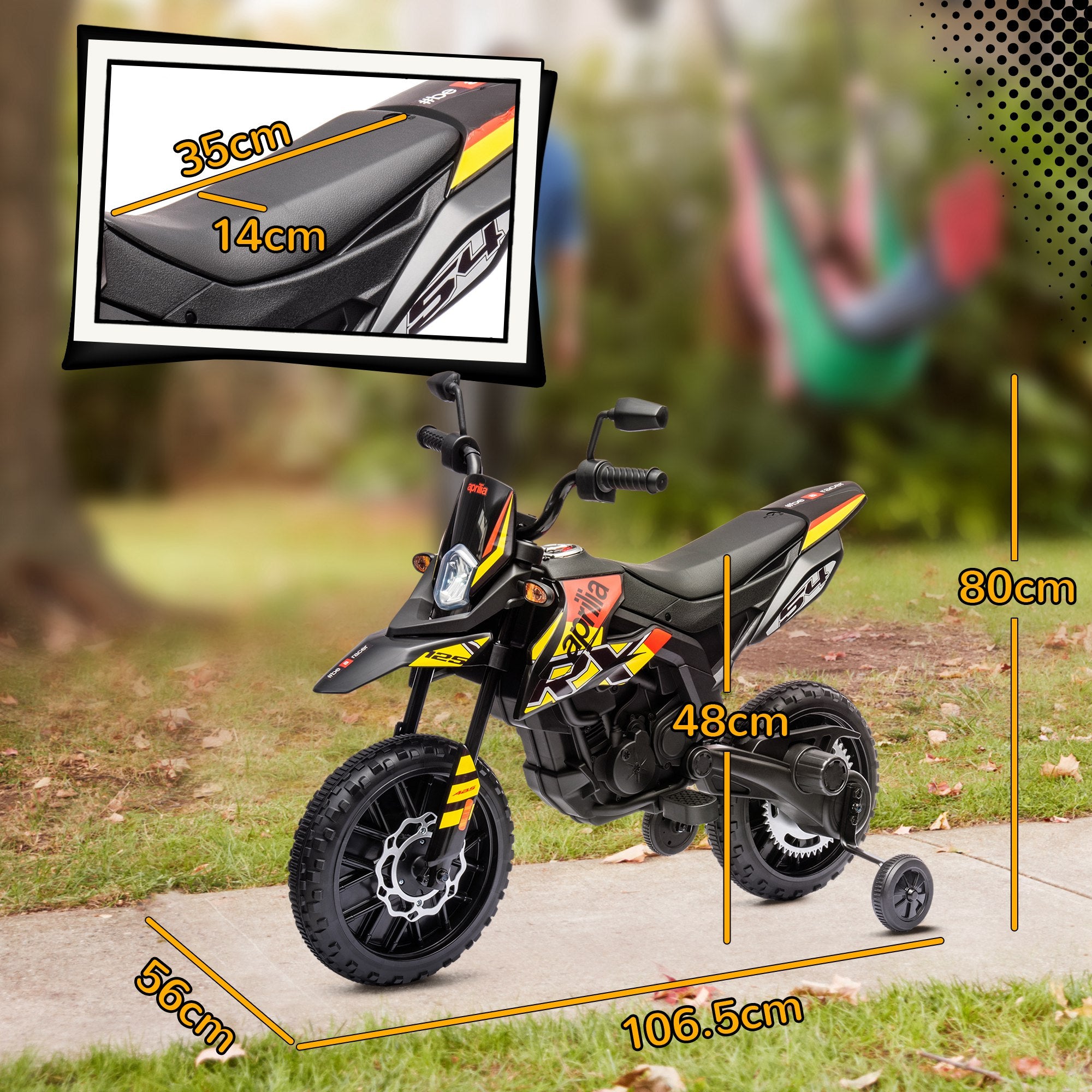AIYAPLAY Aprilia 12V Kids Electric Motorbike - Red/Black
