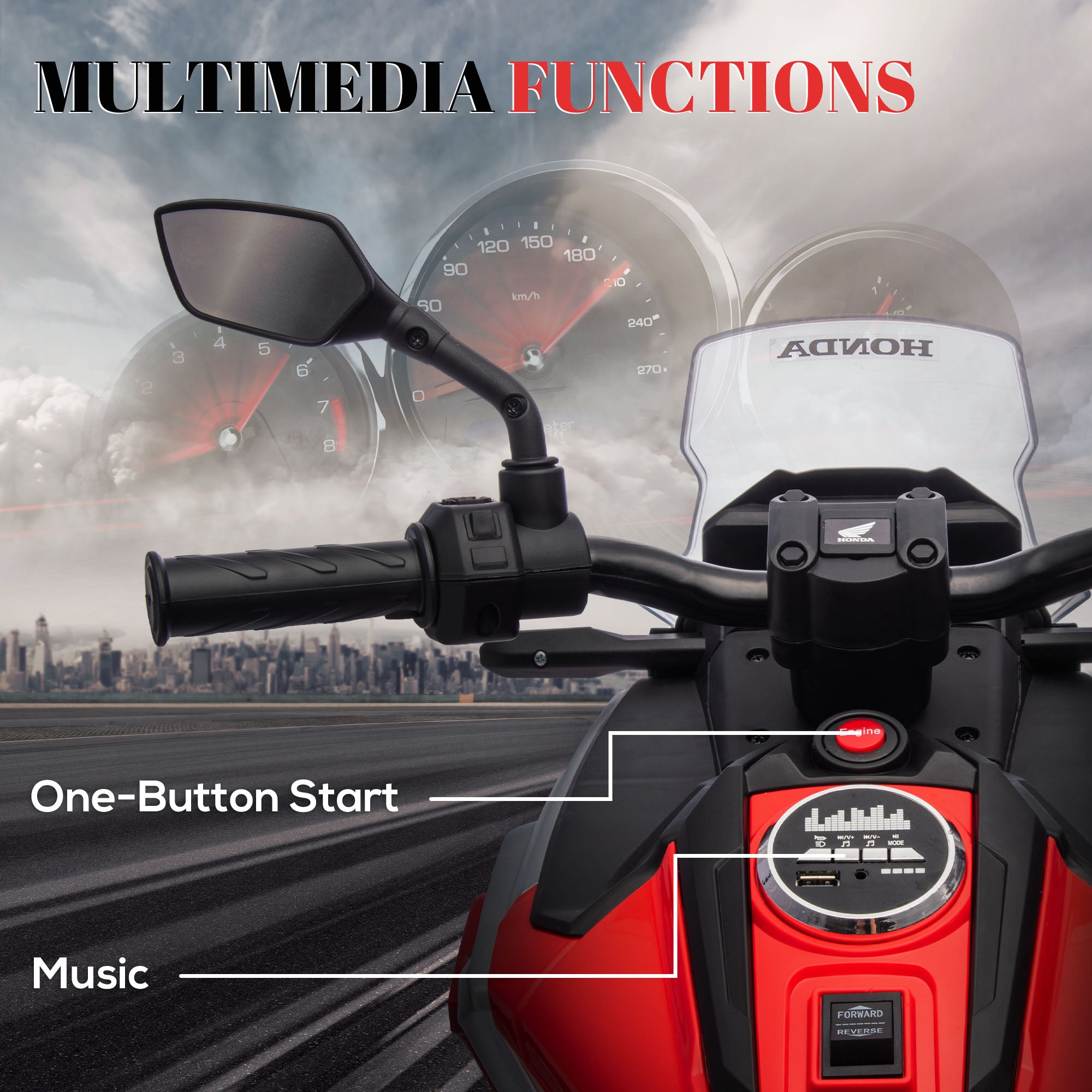 AIYAPLAY Honda 12V Kids Electric Motorbike - Red