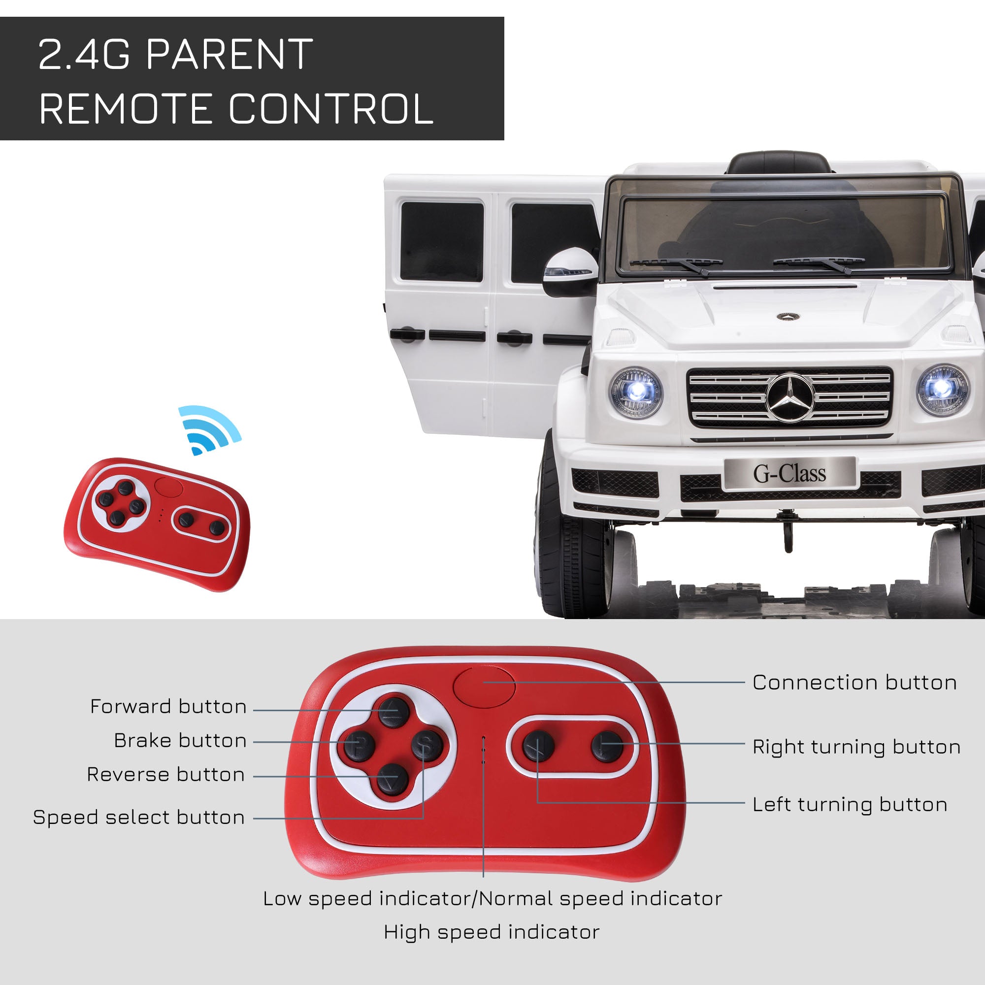 HOMCOM Mercedes-Benz G500 12V Kids Ride-On Car - White