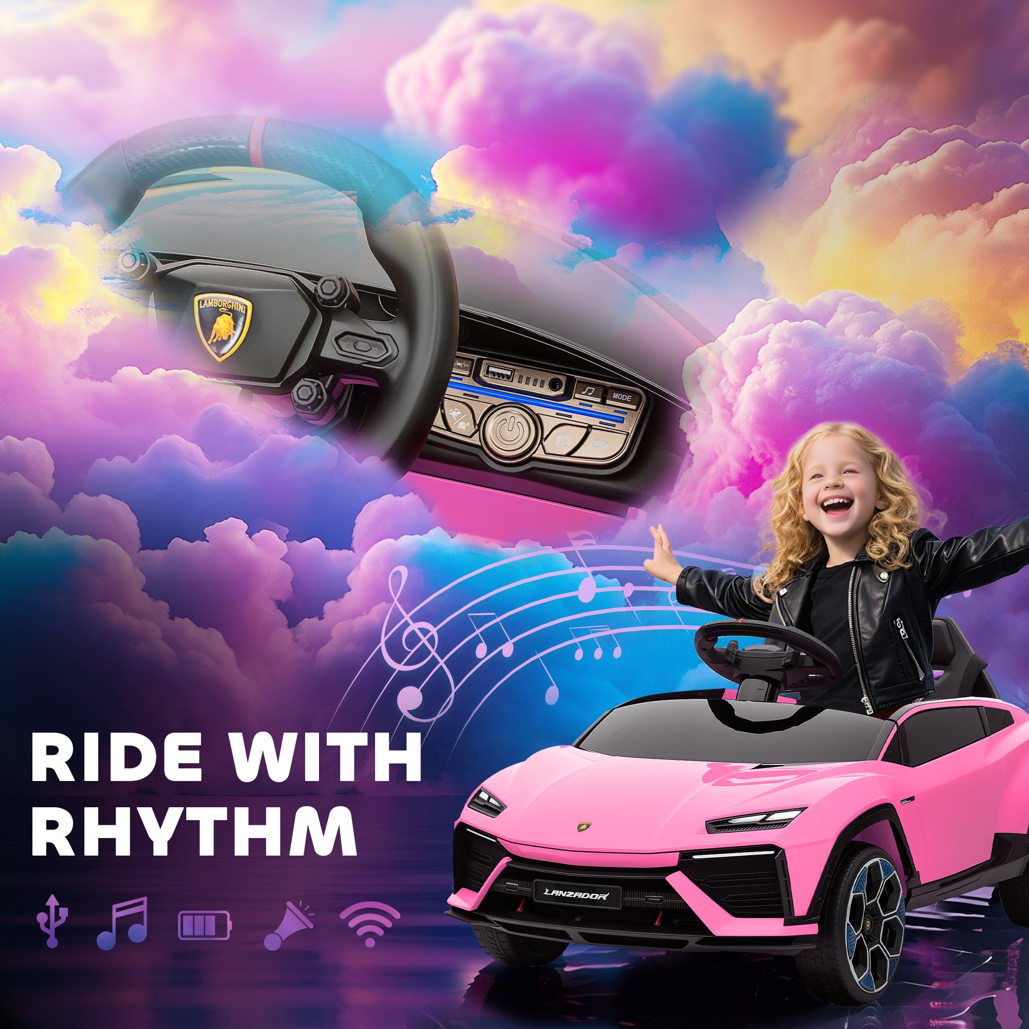AIYAPLAY Lamborghini 12V Kids Electric Ride-On Car