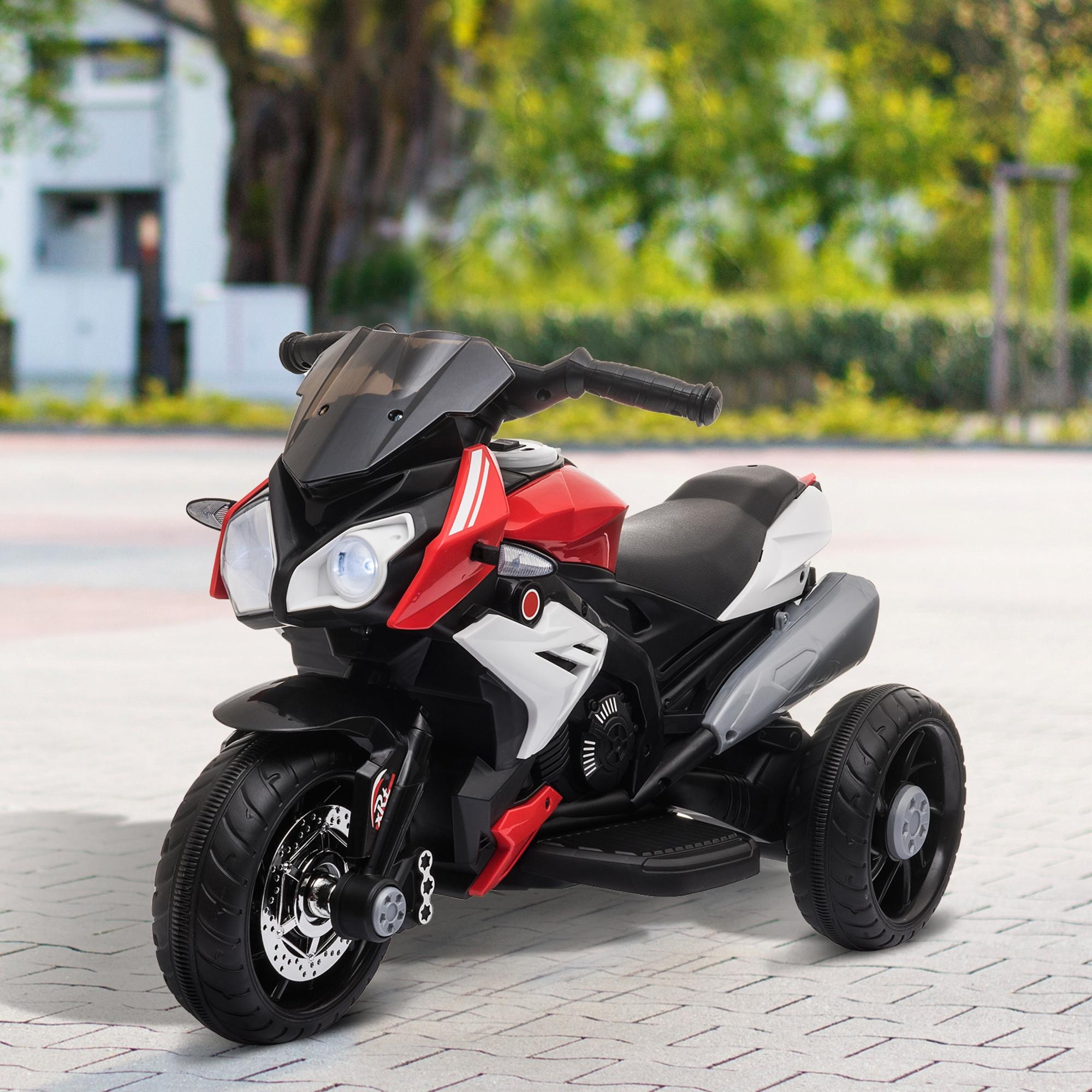 HOMCOM Kids Three-Wheel Electric Motorbike - Black