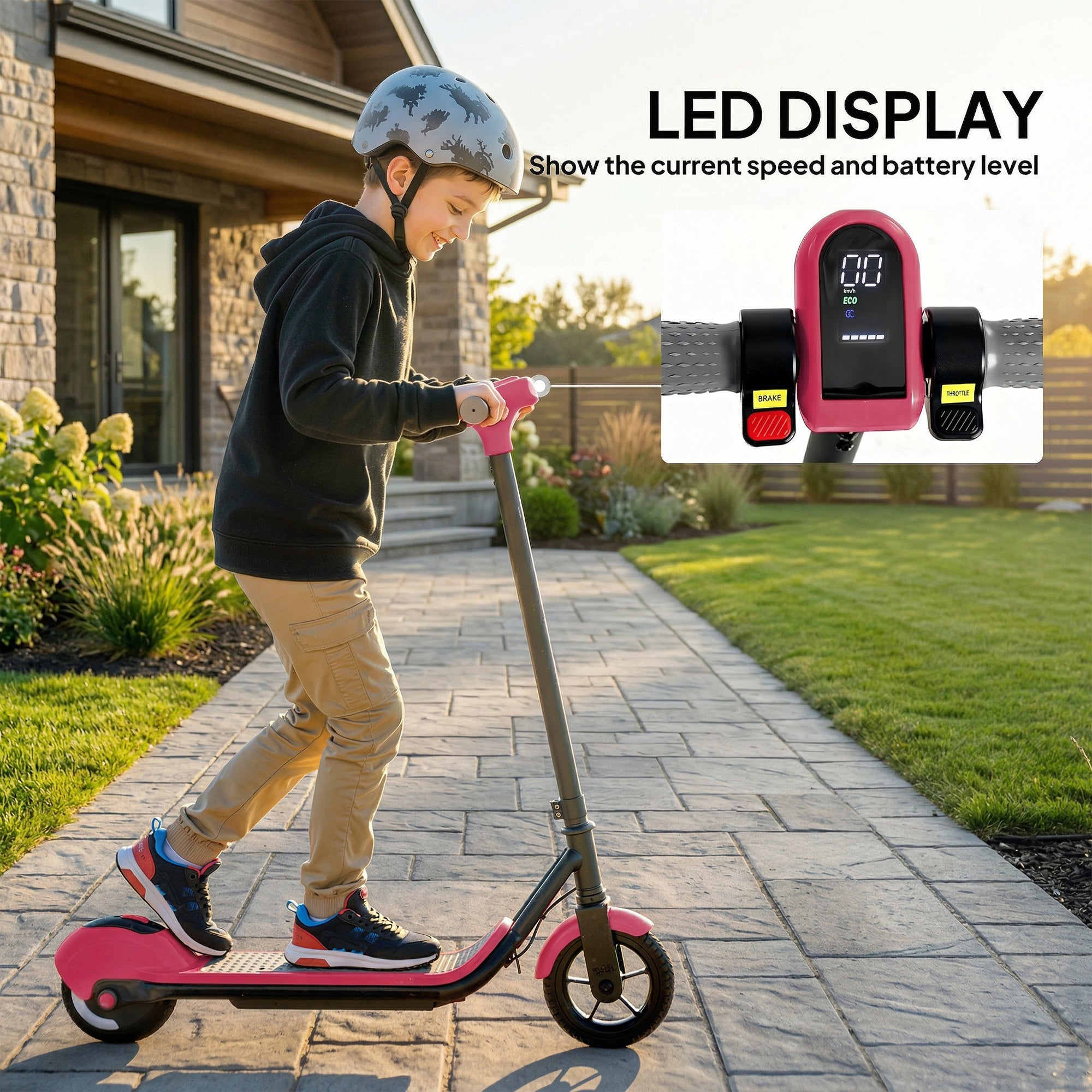SPORTNOW Kids Electric Scooter with LED Display