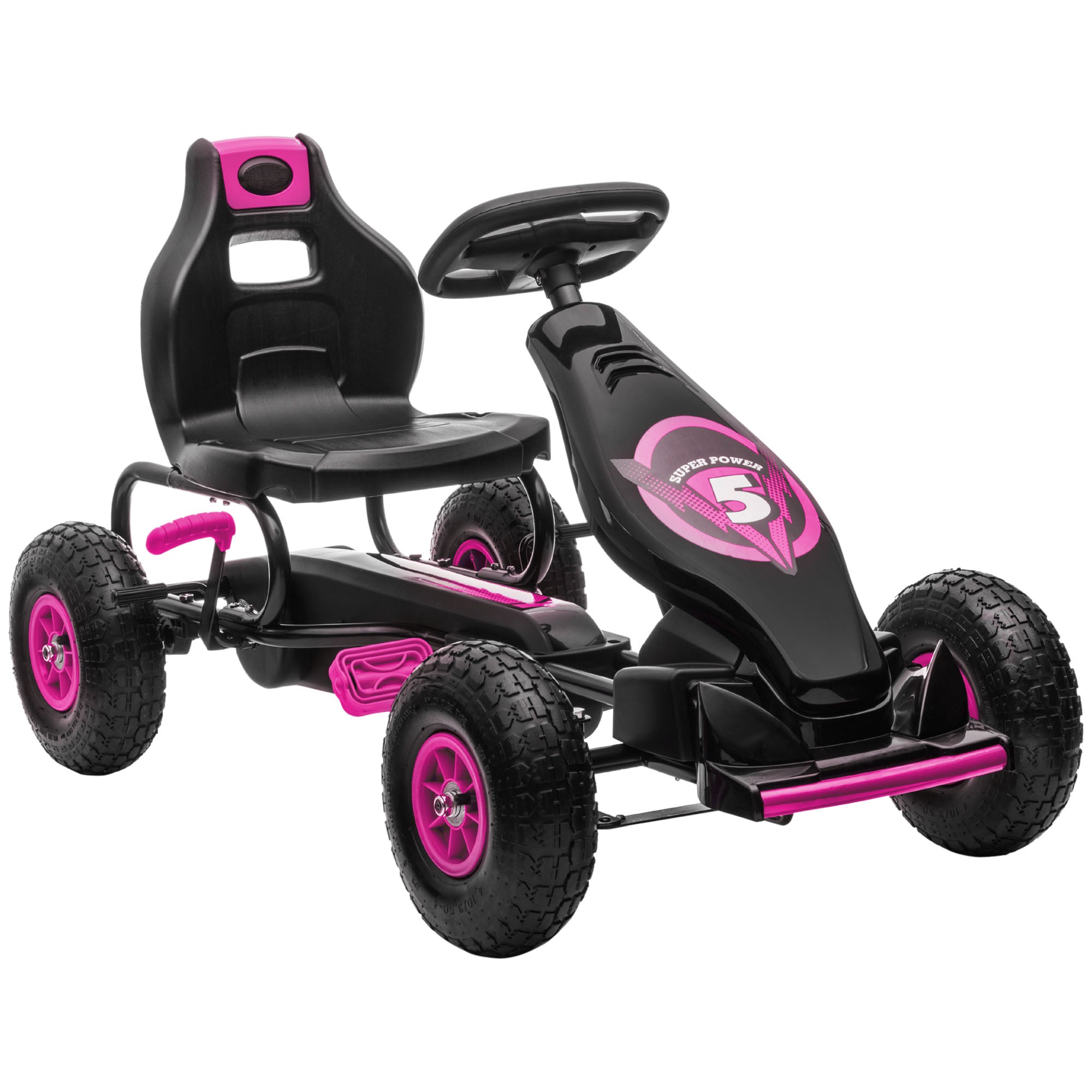 HOMCOM Kids Go Kart Adjustable Seat Inflatable Tyres