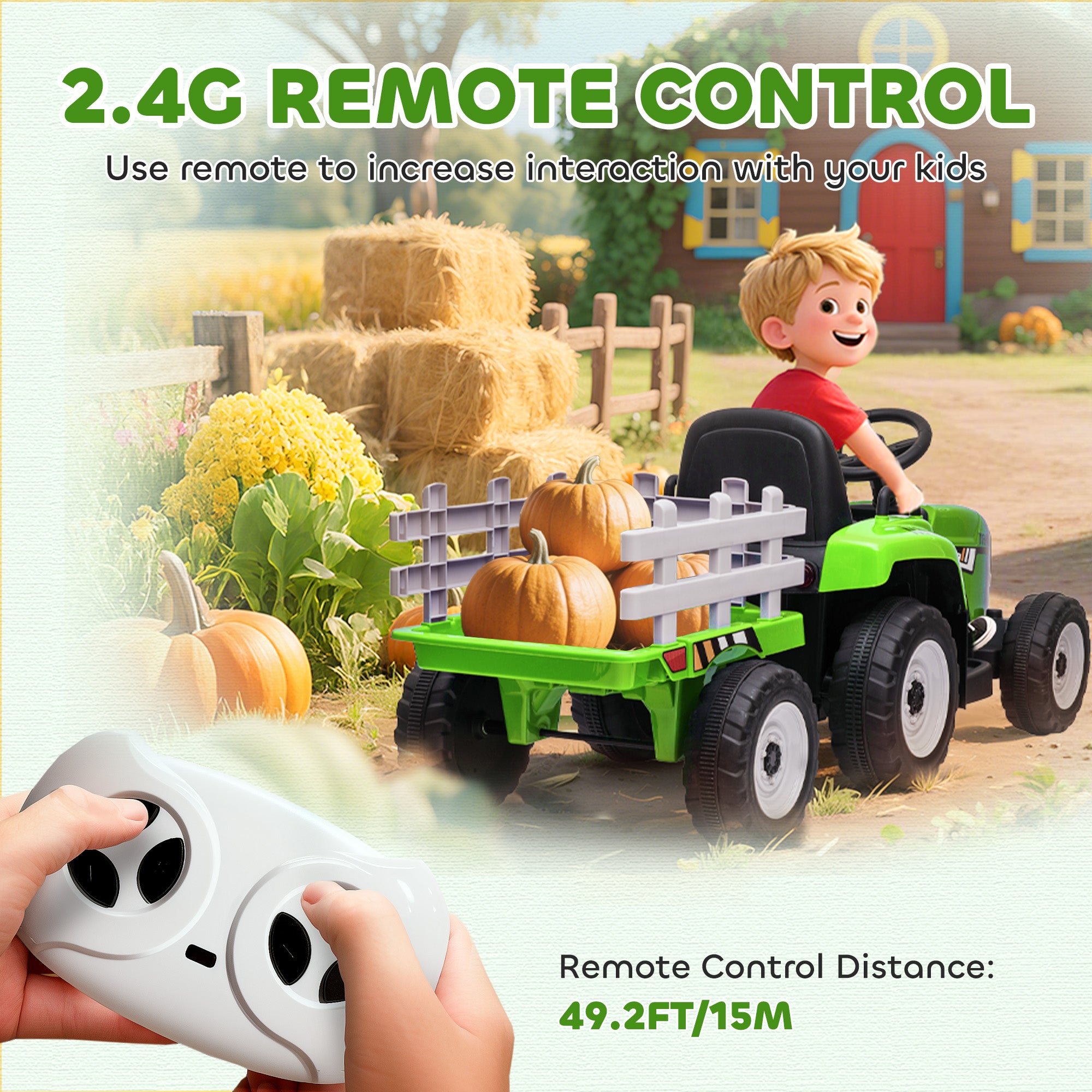 HOMCOM Kids Electric Ride-On Tractor with Trailer