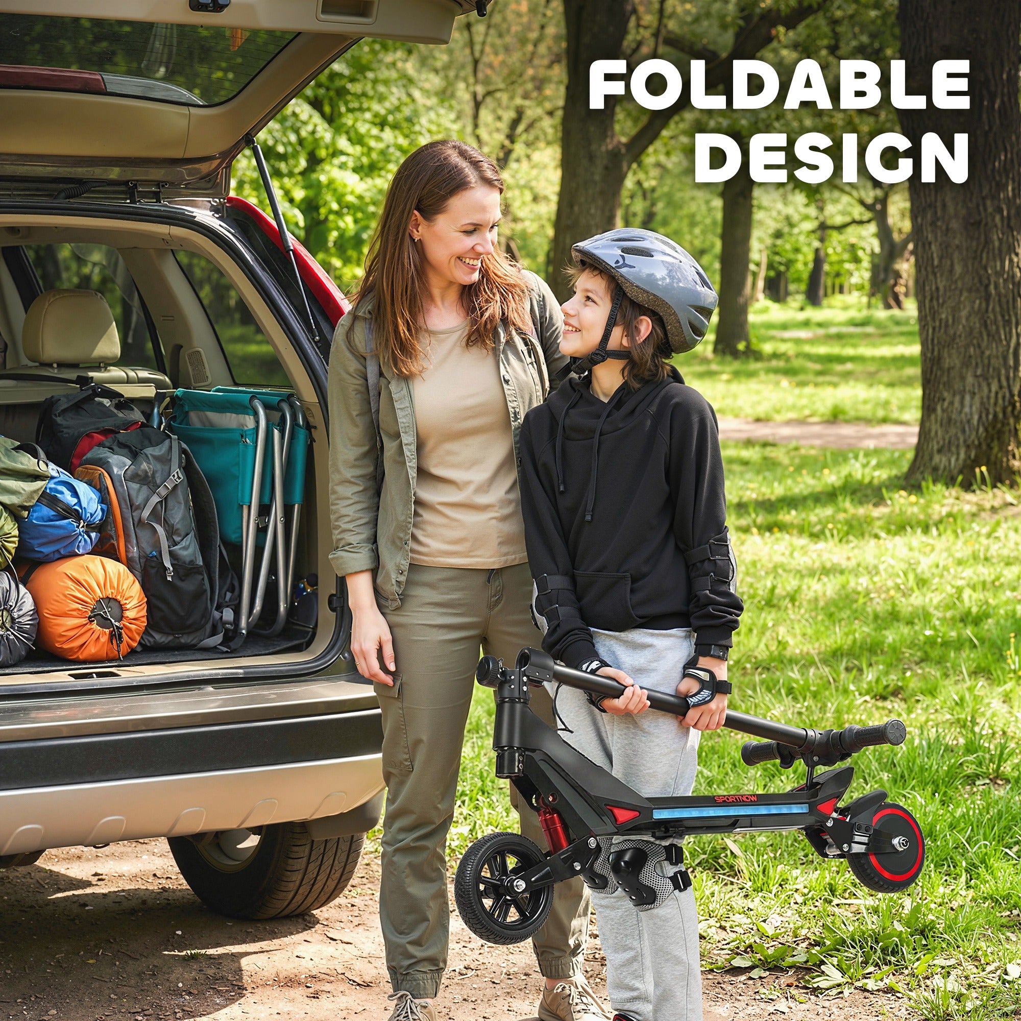 SPORTNOW Kids Foldable Electric Scooter with LED Display