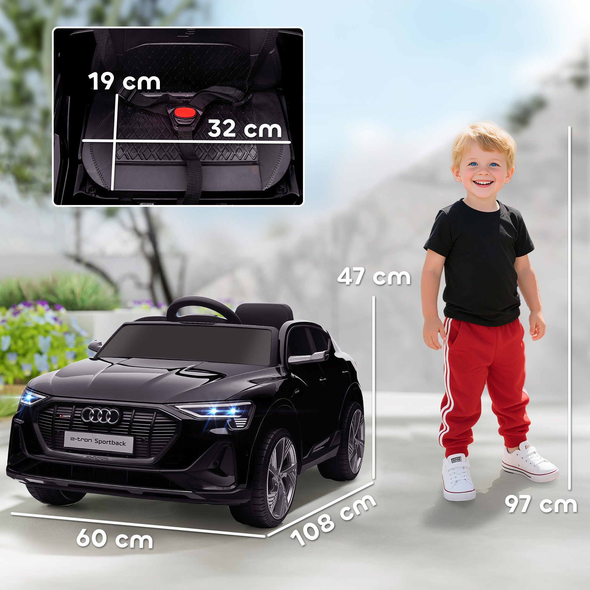 HOMCOM Audi E-tron / 12V Kids Car - Black