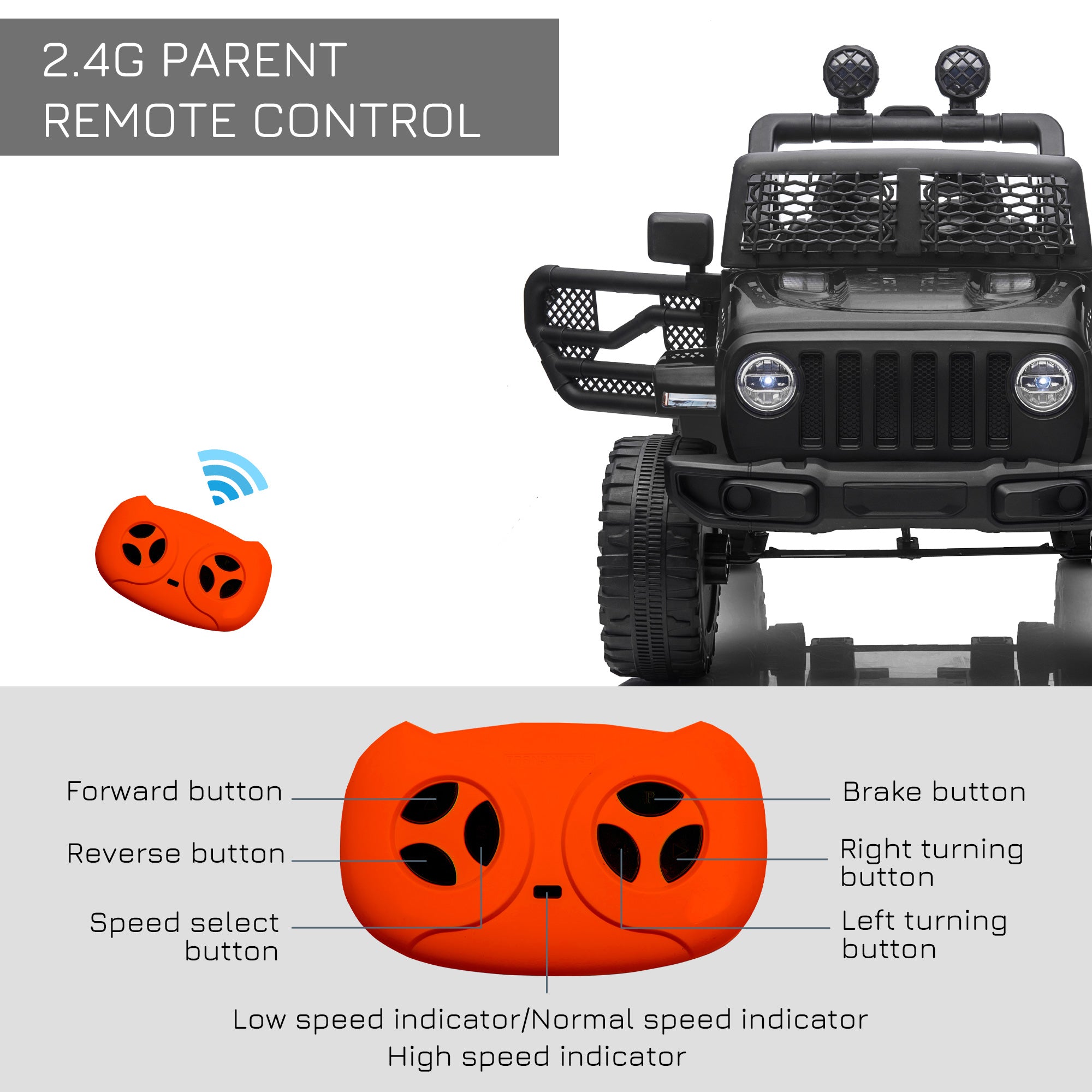 HOMCOM 12V Kids Off-Road Ride-On Car / Truck - Black