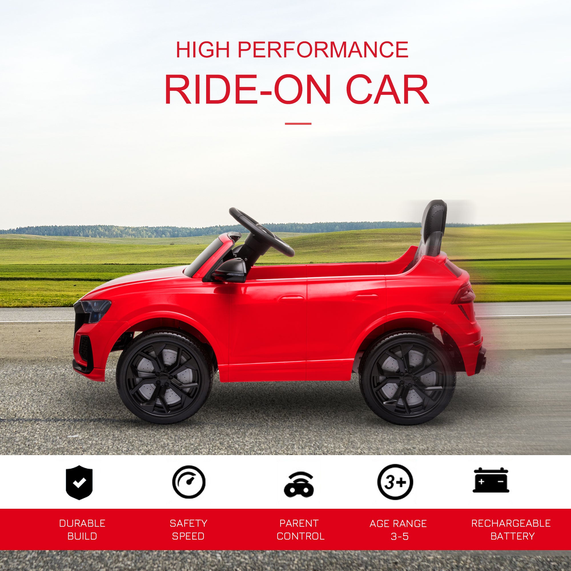 HOMCOM Audi RS Q8 6V Kids Ride-On Car - Red
