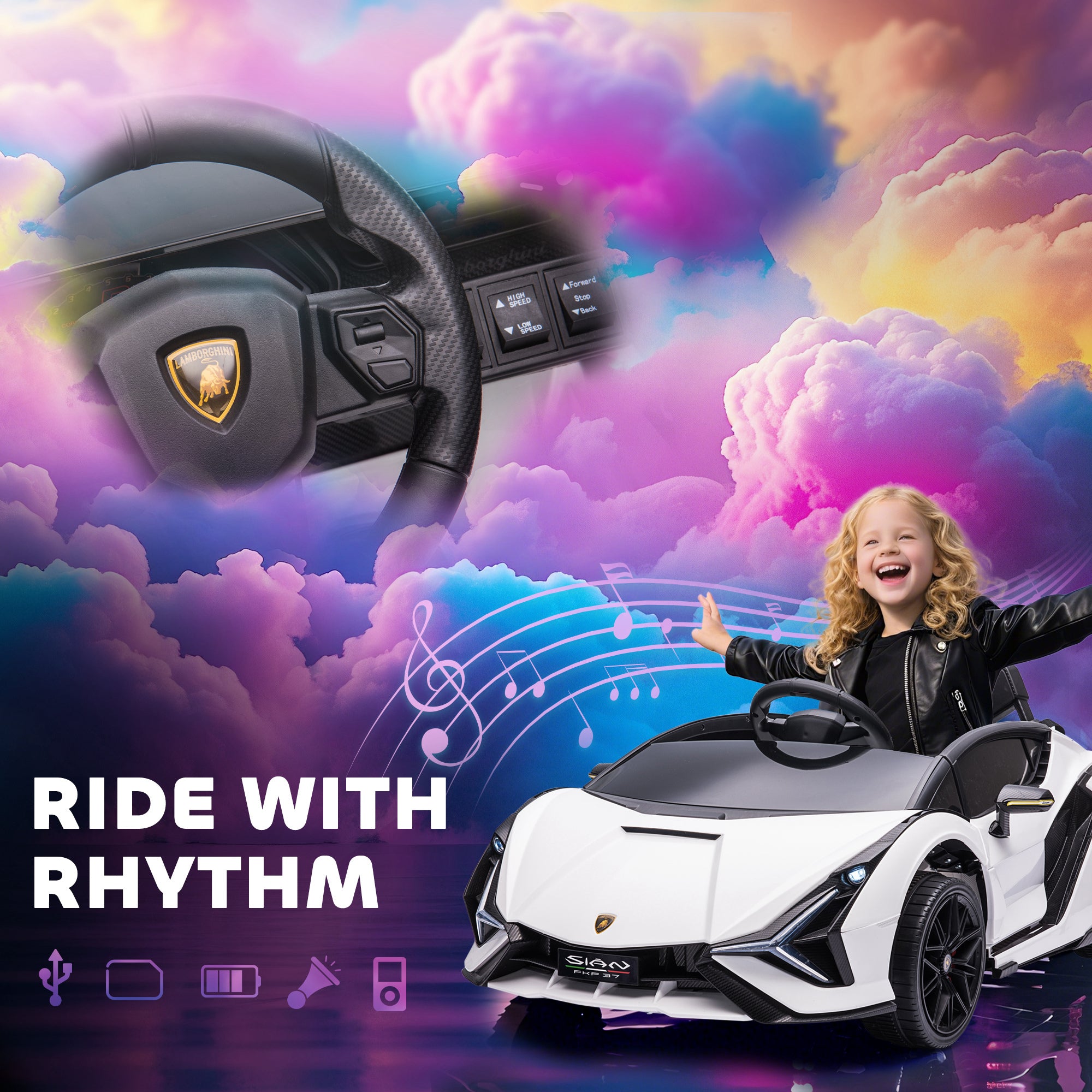 HOMCOM Lamborghini Sian 12V Kids Ride-On Car