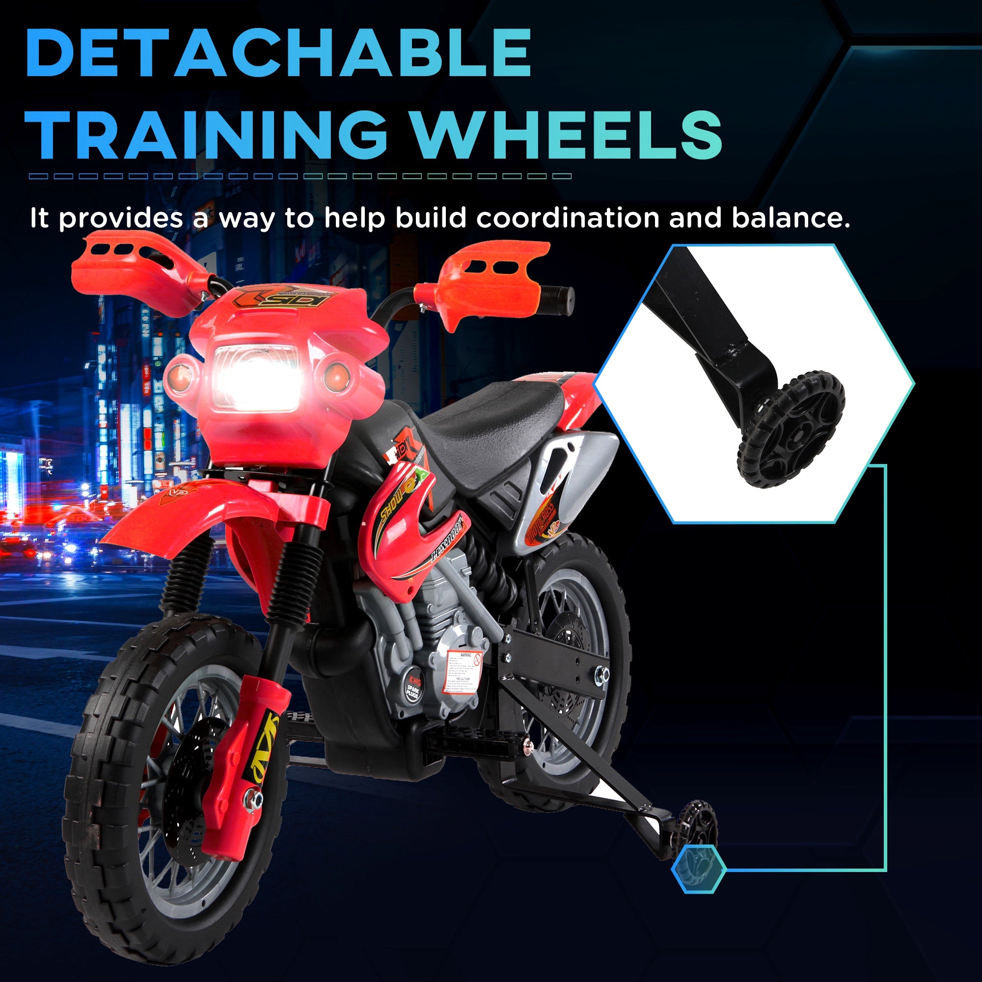 HOMCOM Kids Electric Ride-On Motorbike - Red