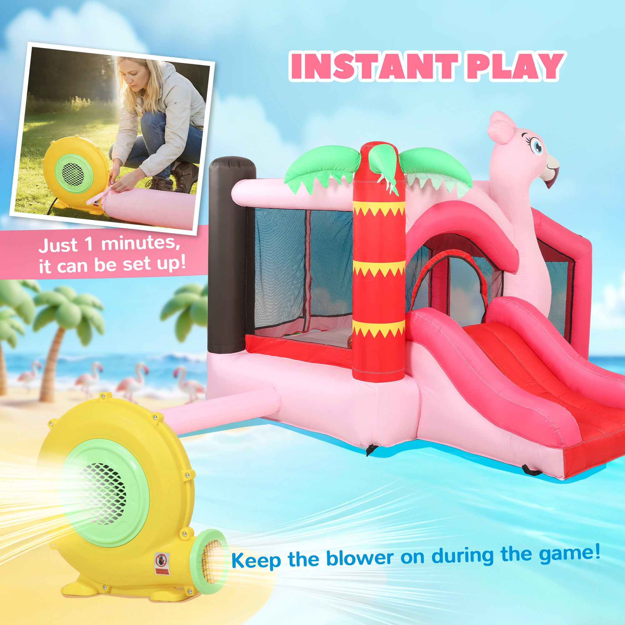 AIYAPLAY Bounce House with Ball Pit & Basketball Hoop