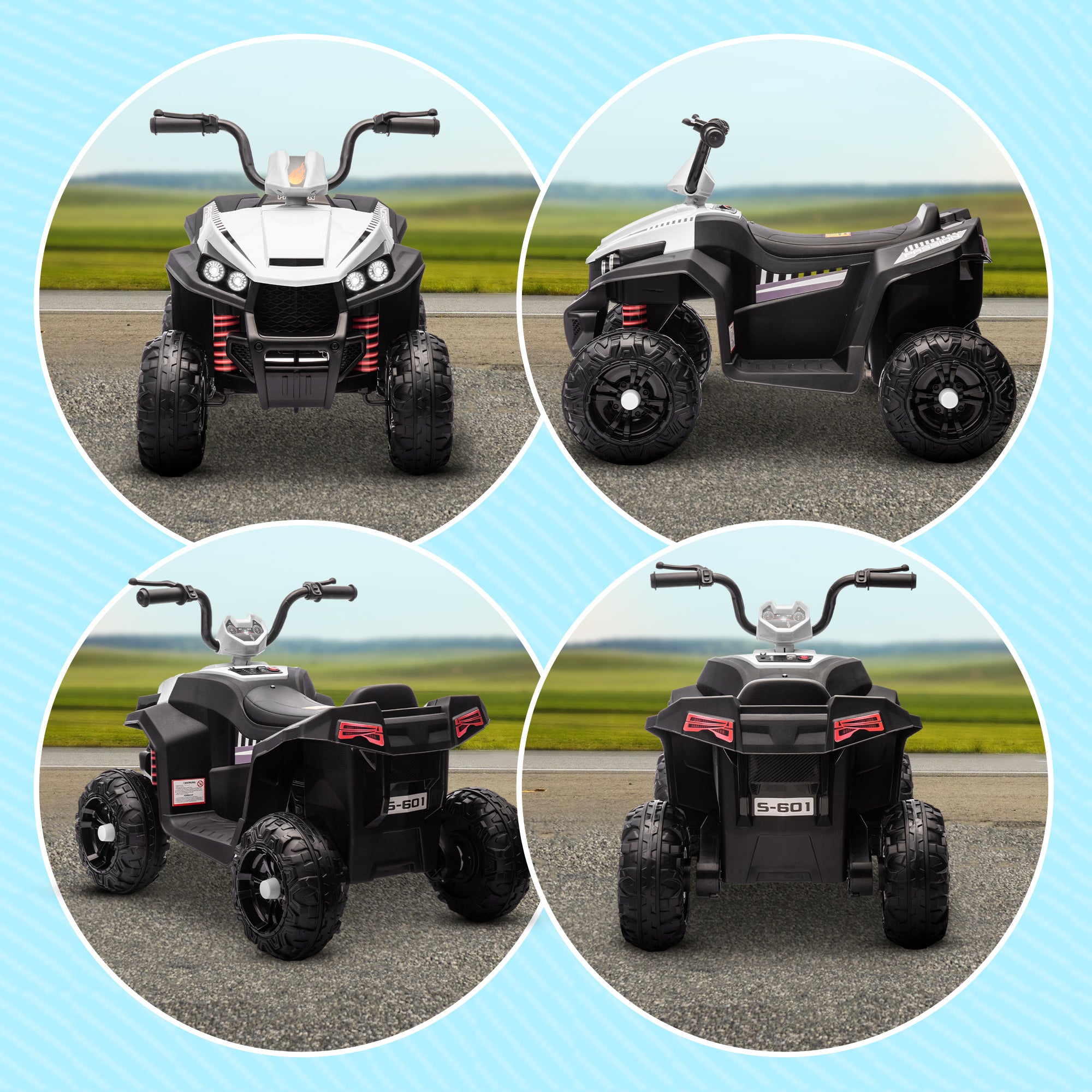 AIYAPLAY 12V Kids Electric Quad Bike - White