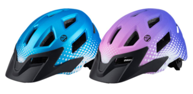 Six Peaks junior cycling helmet in light blue and light purple, 52–56cm