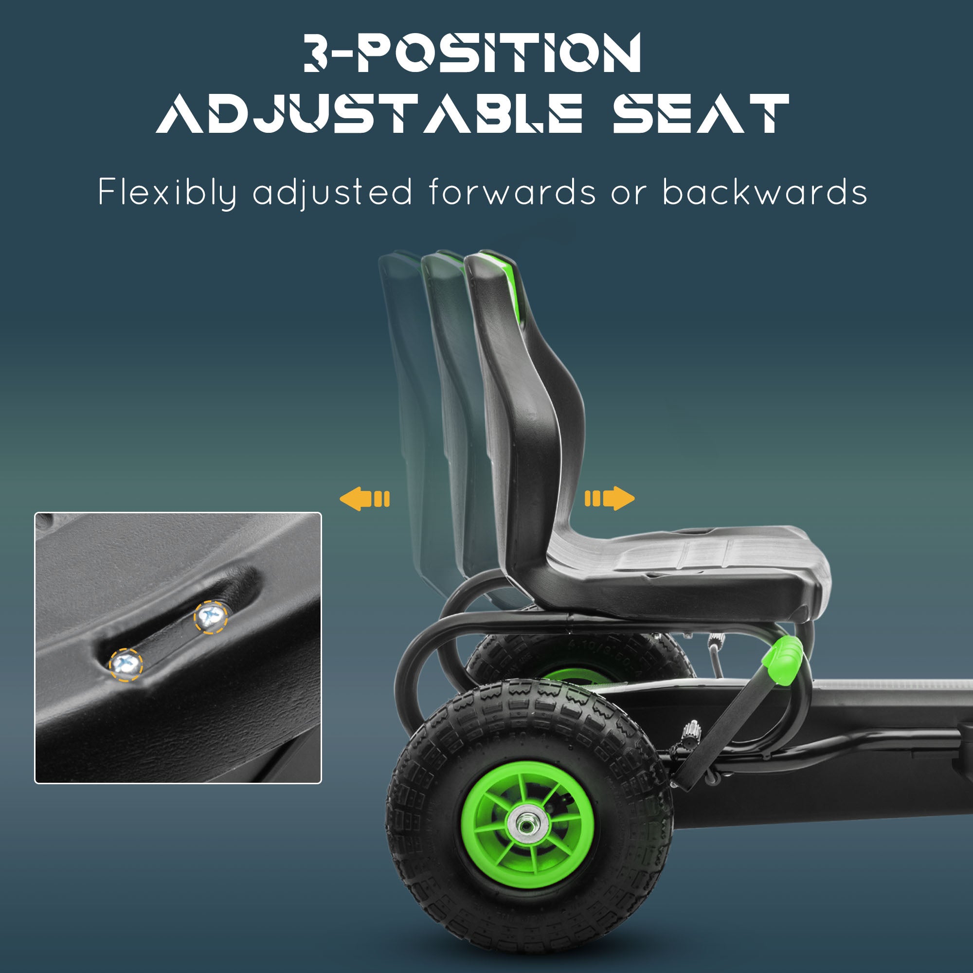 HOMCOM Kids Go Kart Adjustable Seat Inflatable Tyres