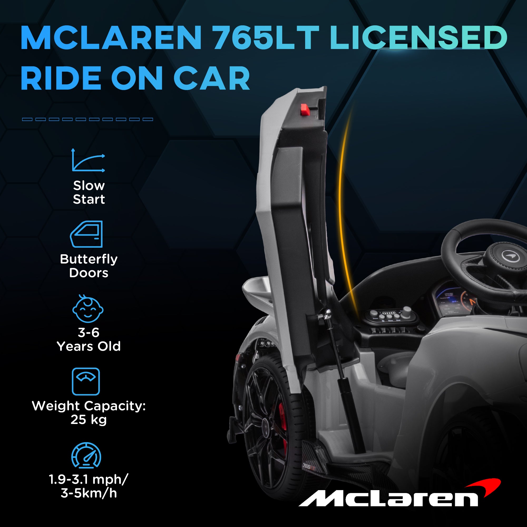 AIYAPLAY McLaren 765LT 12V Kids Ride-On Car