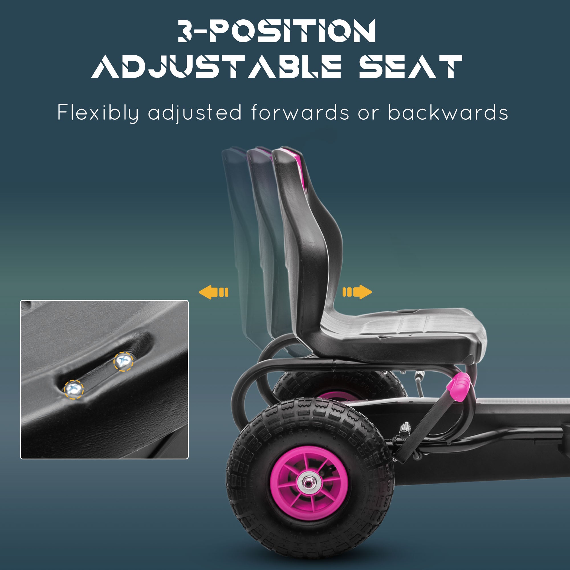 HOMCOM Kids Go Kart Adjustable Seat Inflatable Tyres