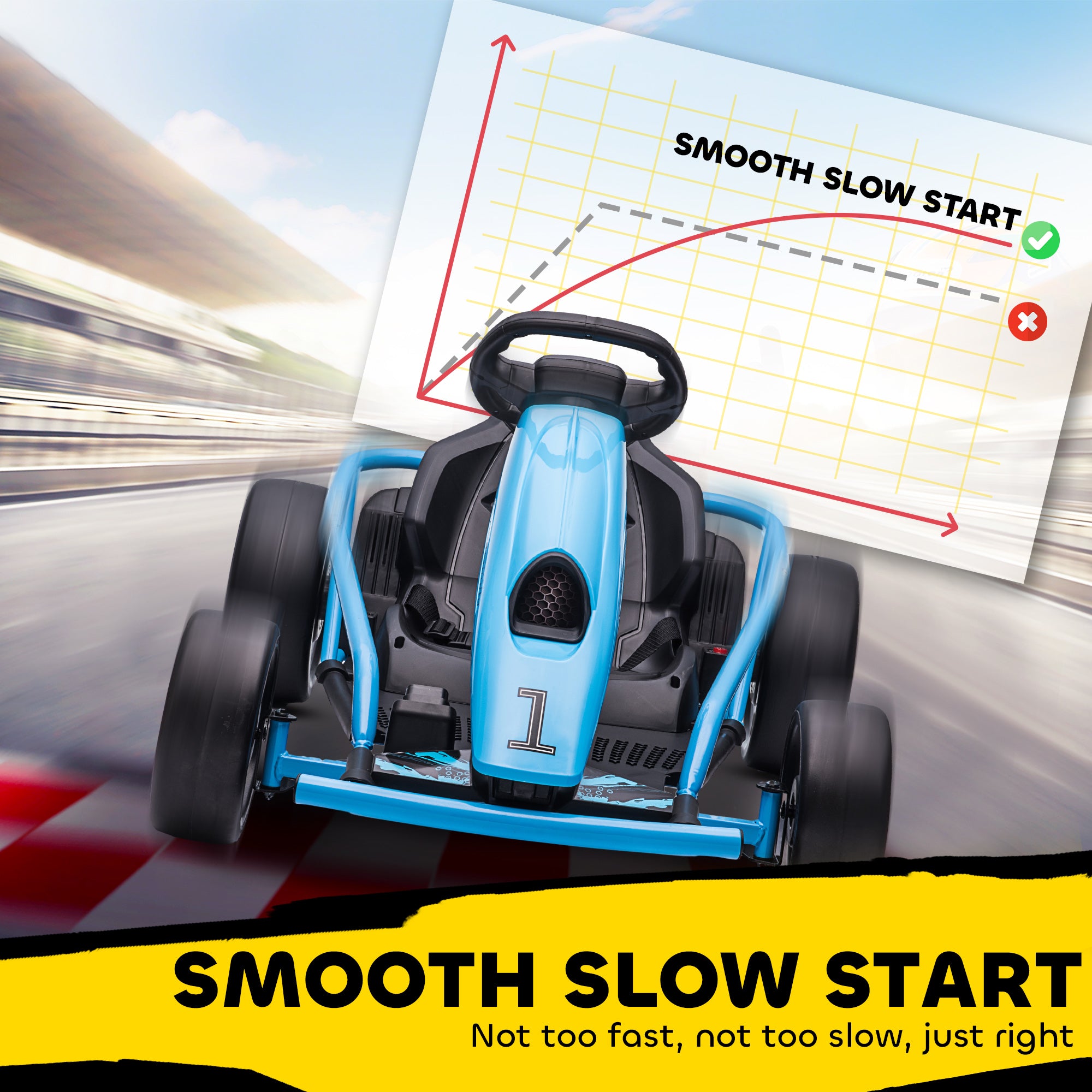 HOMCOM 24V Electric Go Kart for Kids Drift Ride-On Racing Go Kart with 2 Speeds