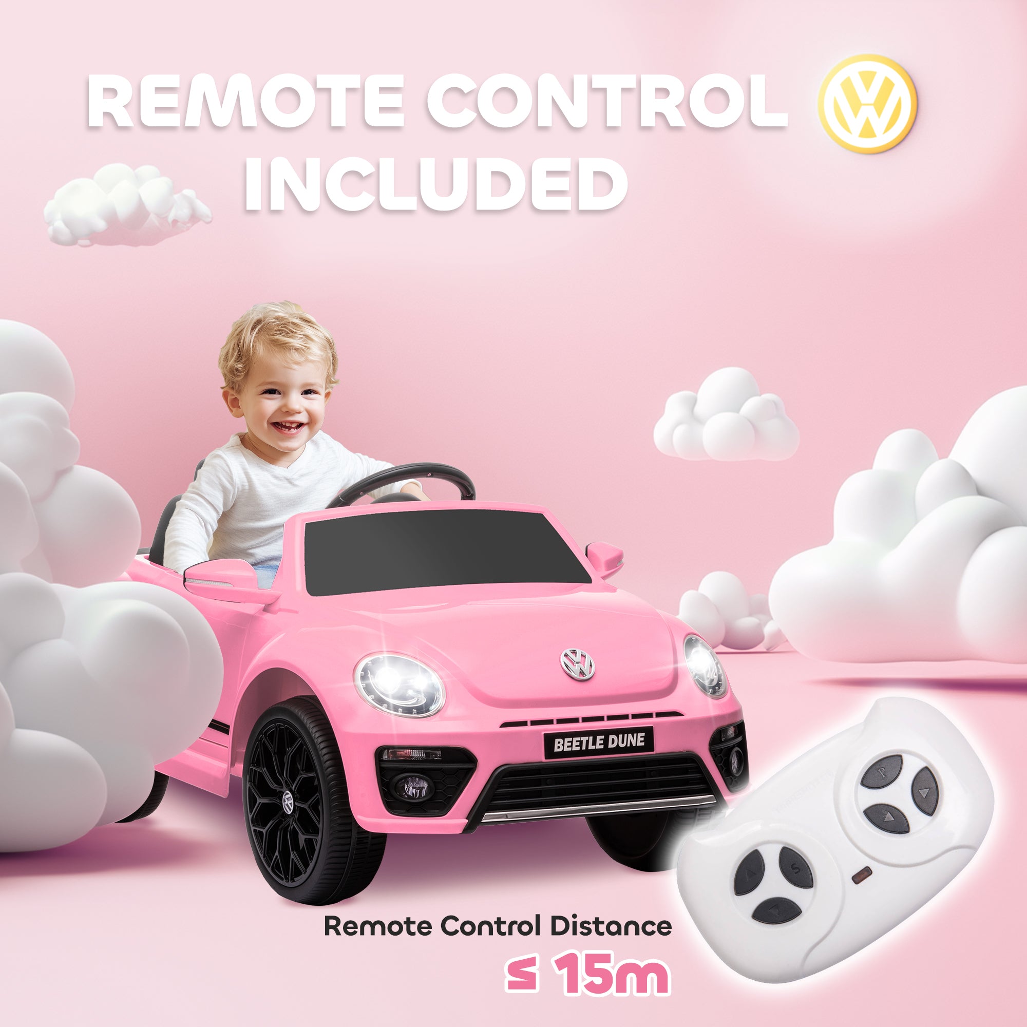 AIYAPLAY Volkswagen Beetle 12V Kids Ride-On Car