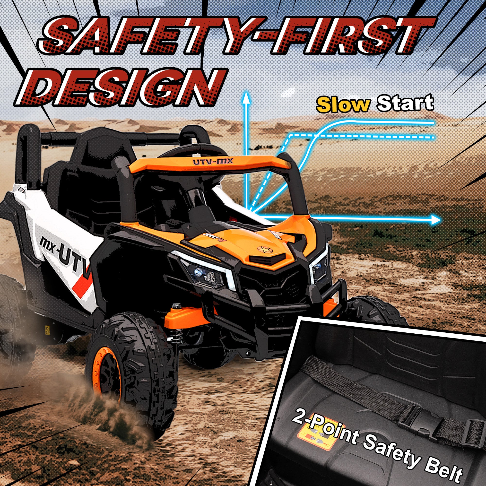 AIYAPLAY 12V Kids Electric Ride-On Car - Orange