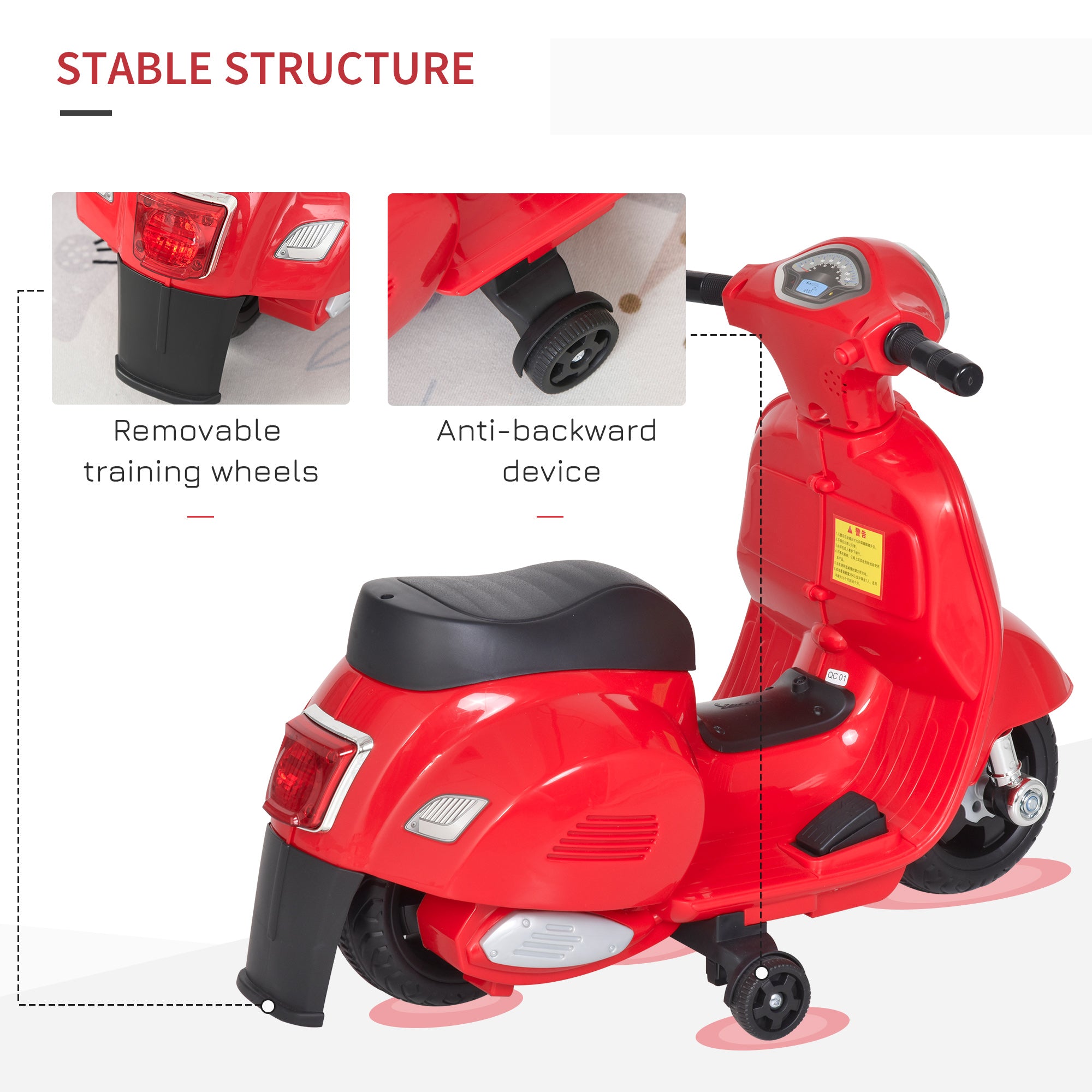 HOMCOM Vespa 6V Kids Electric Motorbike