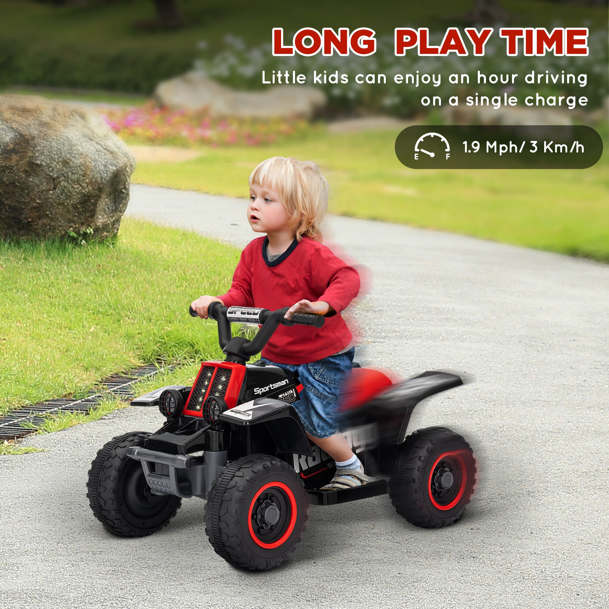 AIYAPLAY 6V Toddler Electric Quad Bike - Black