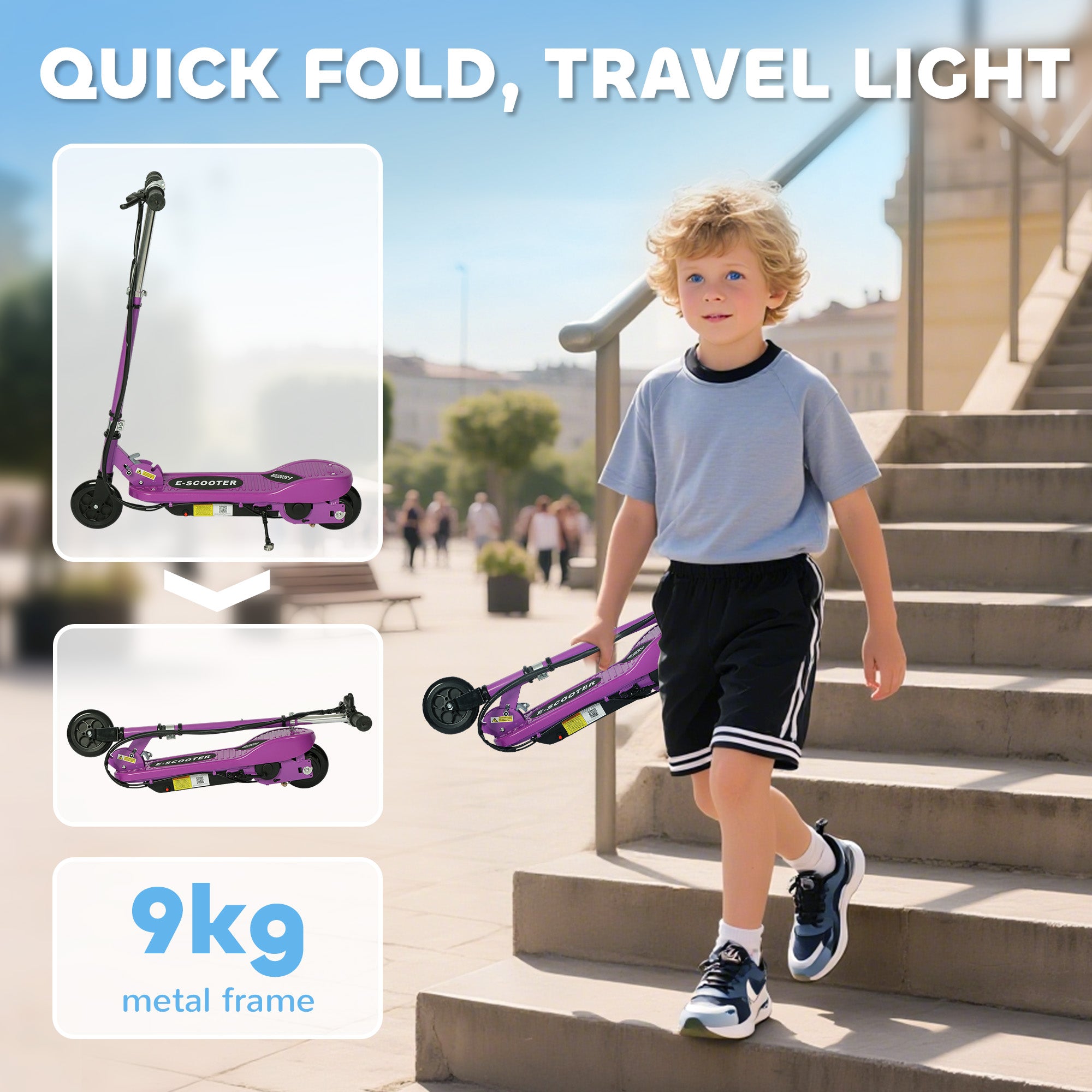 HOMCOM Foldable Kids Electric Scooter