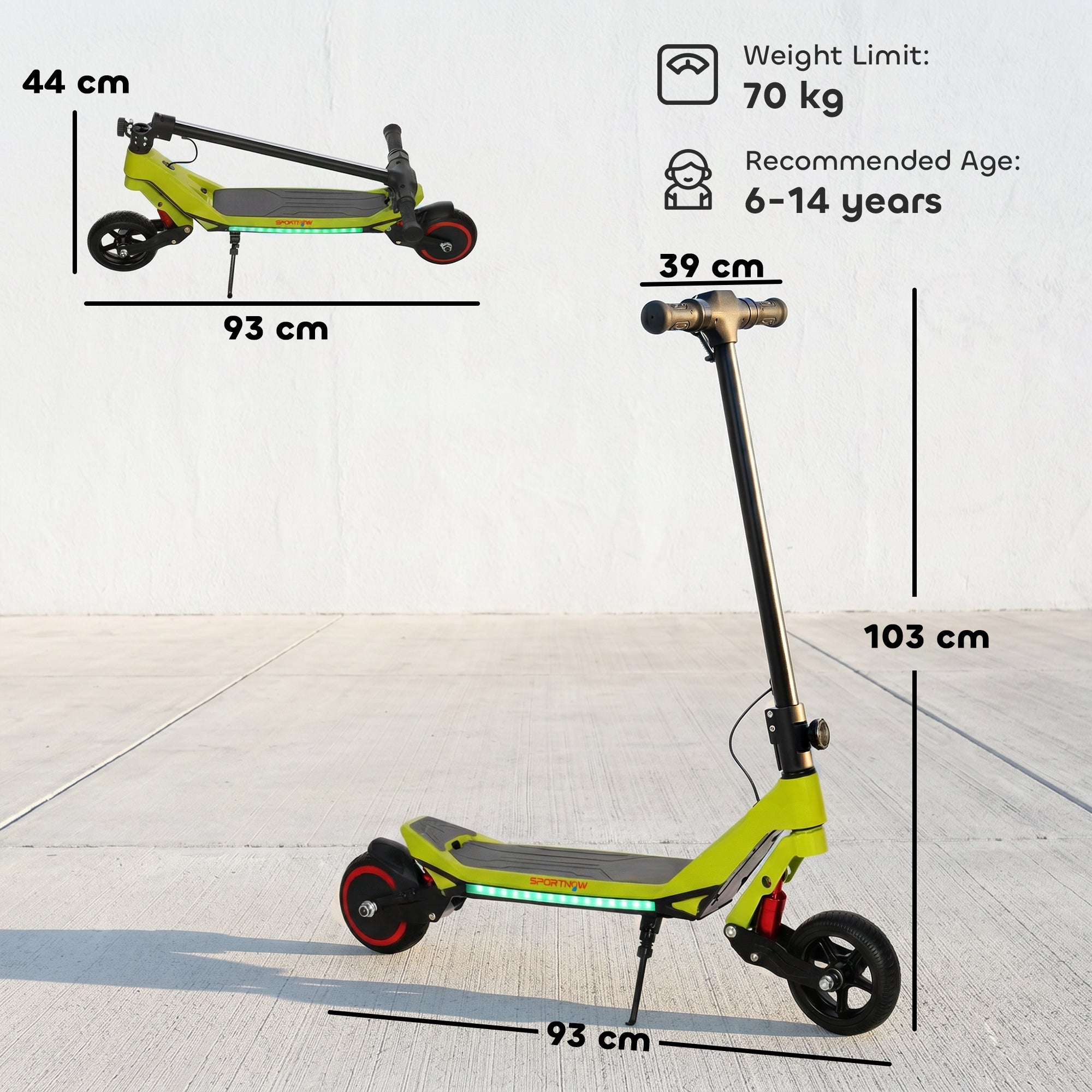 SPORTNOW Kids Foldable Electric Scooter with LED Display
