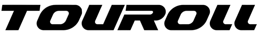 Black, bold, italicized text in all capital letters reads TOUROLL on a white background.