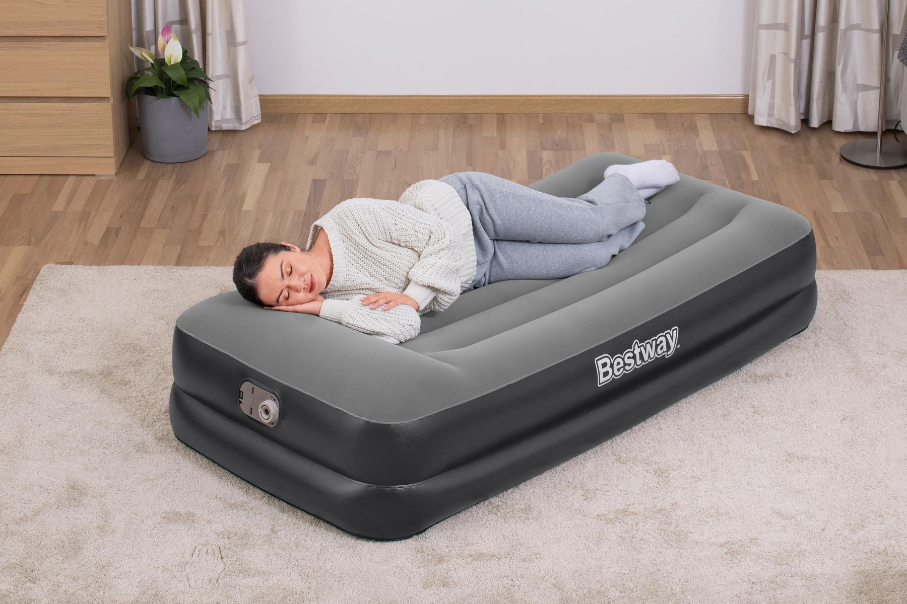 Bestway 75" x 38" x 18" TriTech Air Mattress Twin with Built-in AC Pump