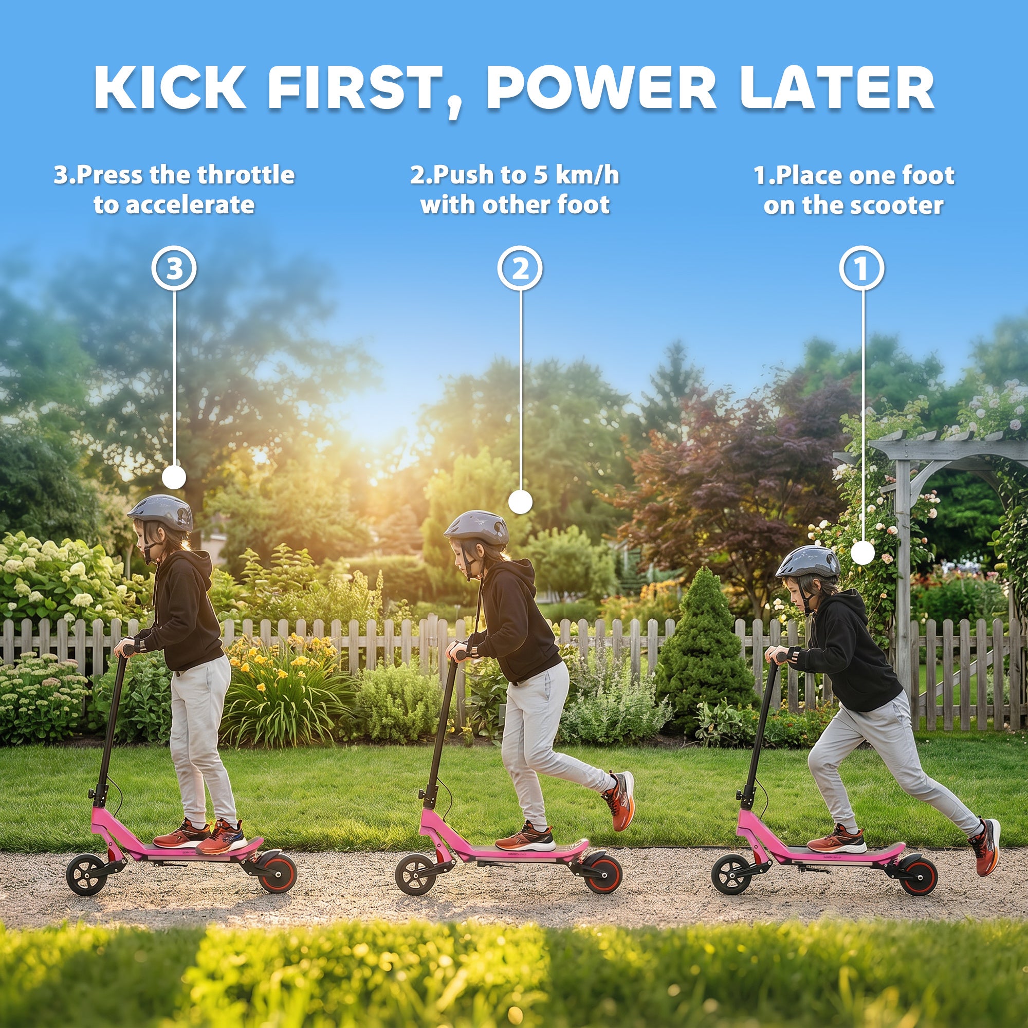 SPORTNOW Kids Foldable Electric Scooter with LED Display