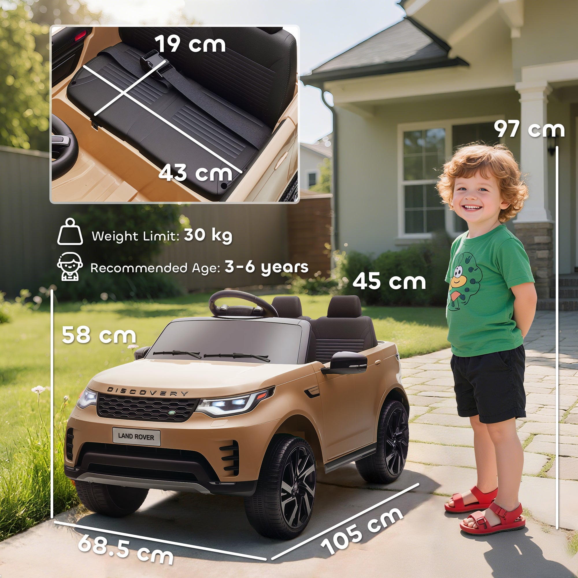 AIYAPLAY Land Rover Discovery 12V Kids Ride-On Car - Khaki