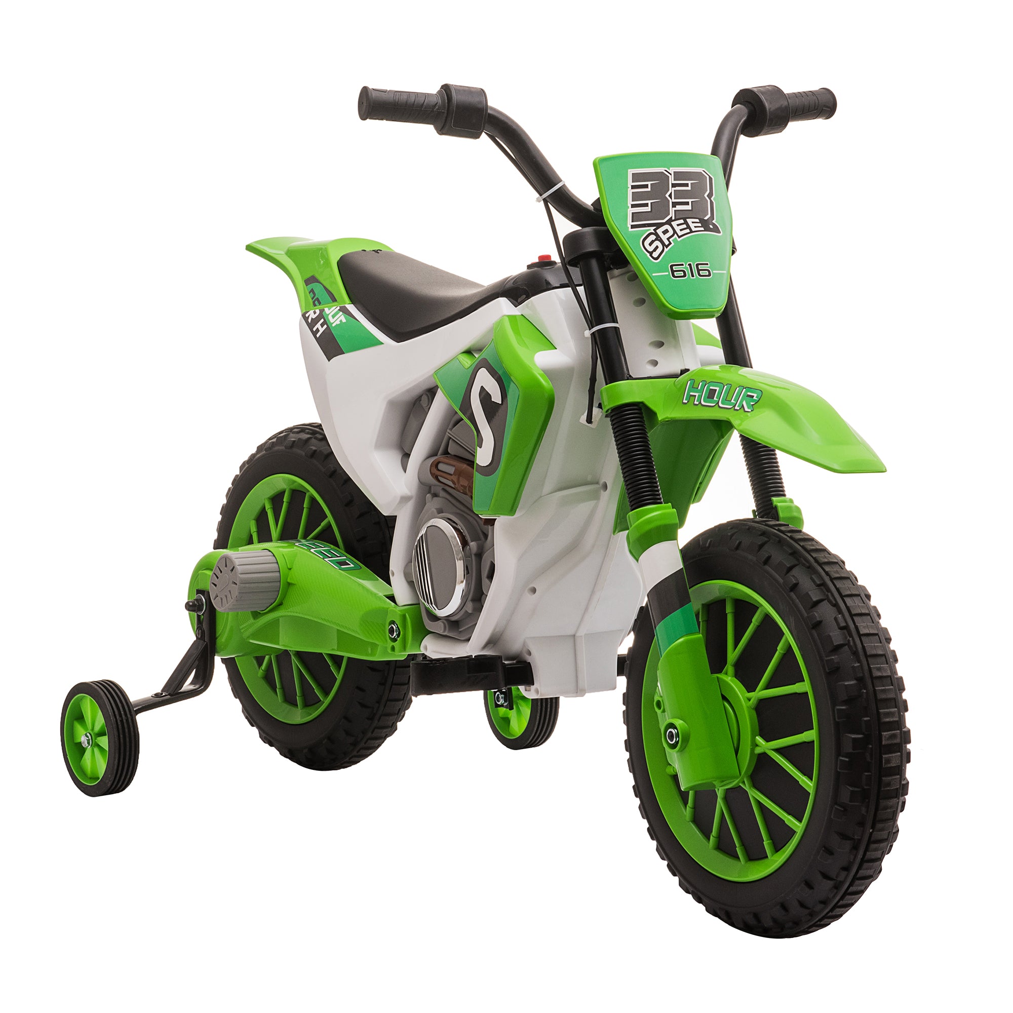 HOMCOM 12V Kids Electric Motorbike with Training Wheels