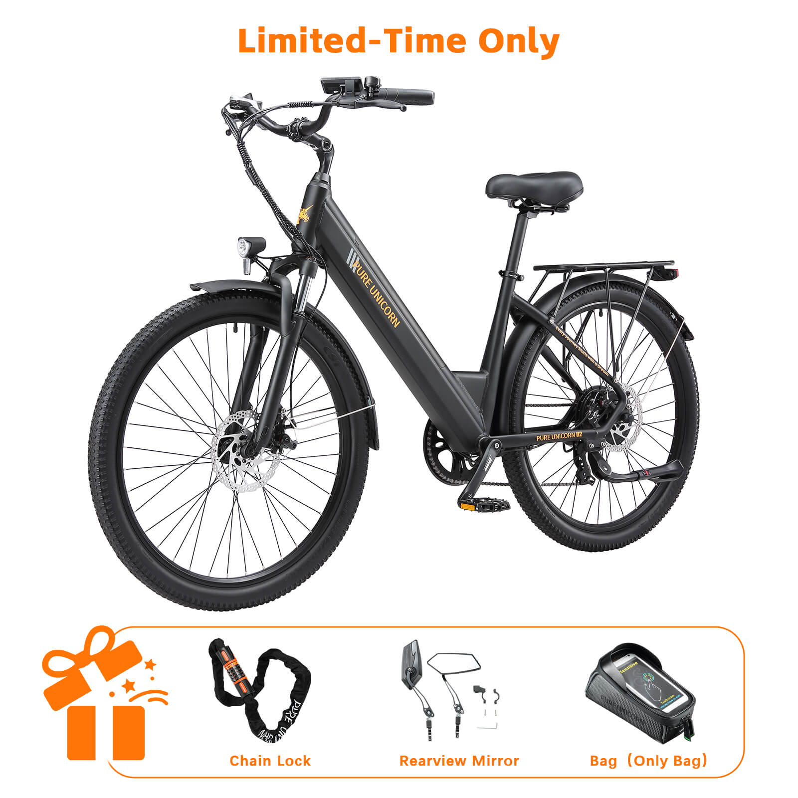 PURE UNICORN U2 electric bike in black