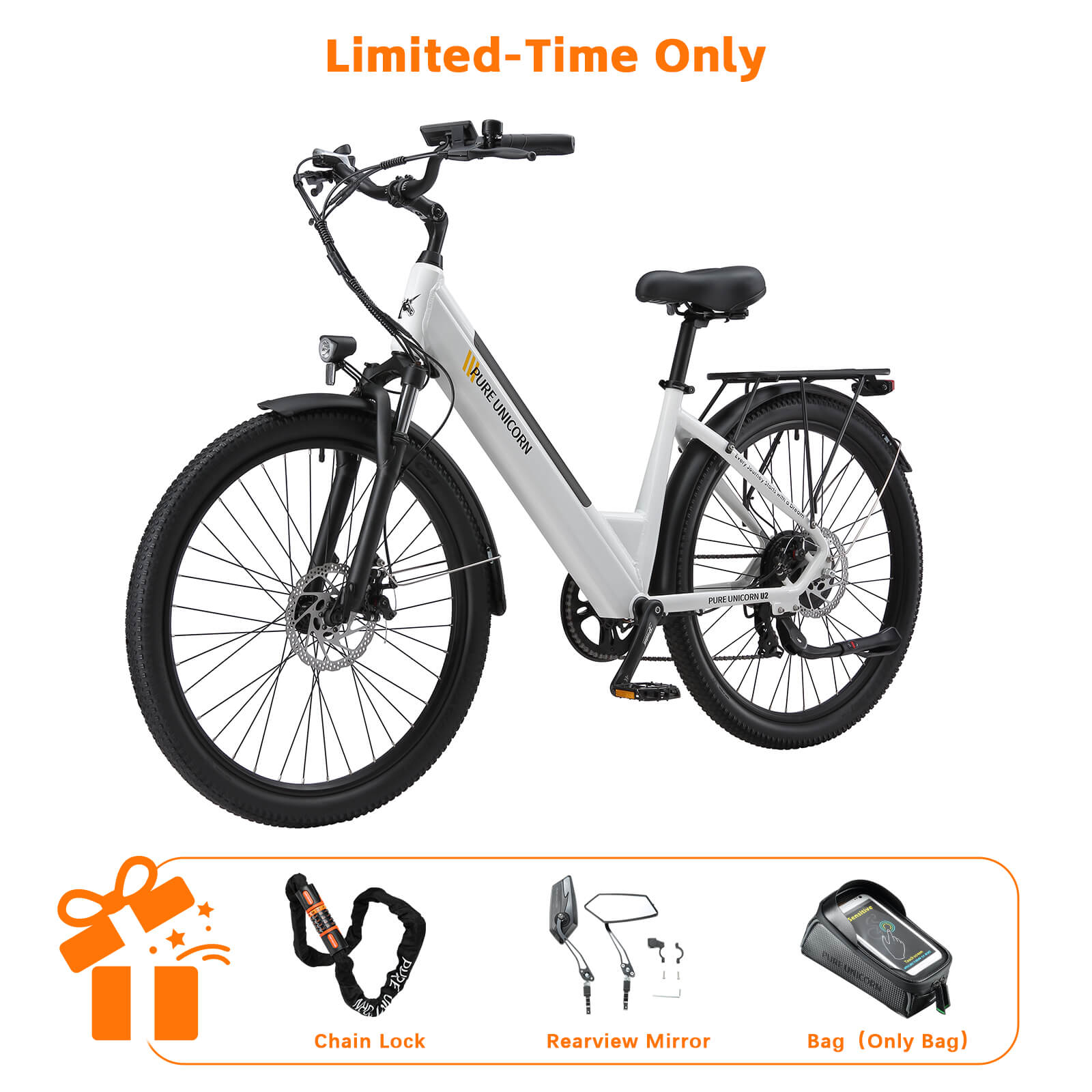 PURE UNICORN U2 electric bike white detail image