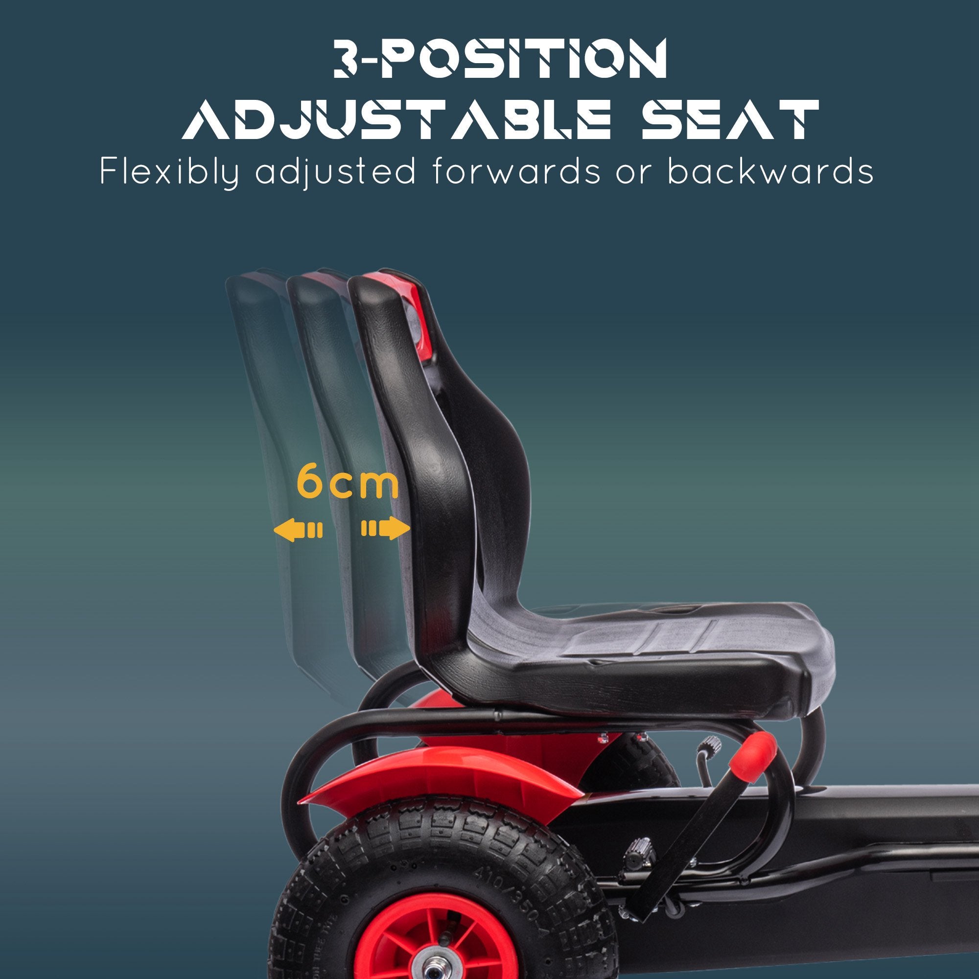 HOMCOM Kids Pedal Go Kart Adjustable Seat 5-12 Years