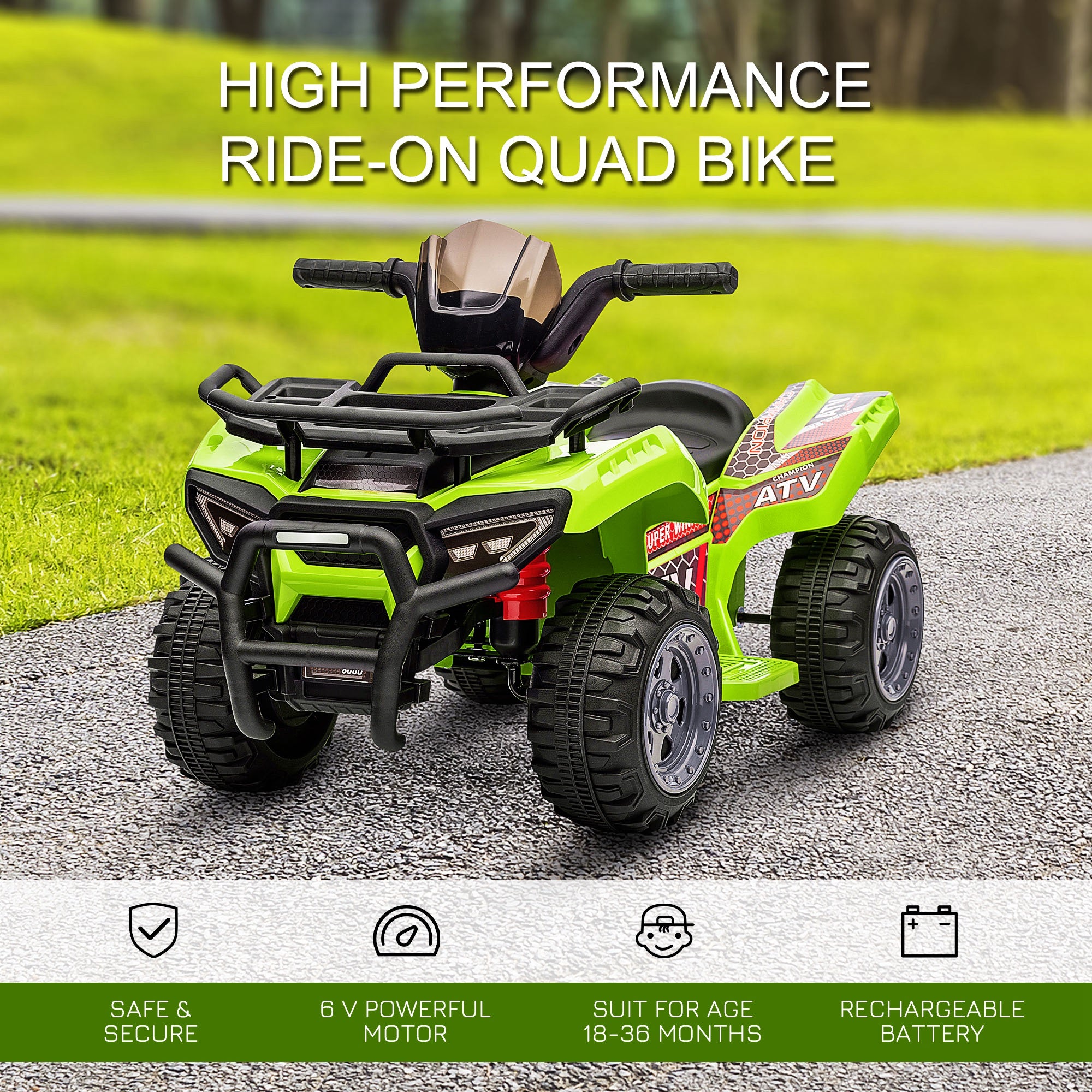 HOMCOM 6V Toddler Electric Quad Bike - Green