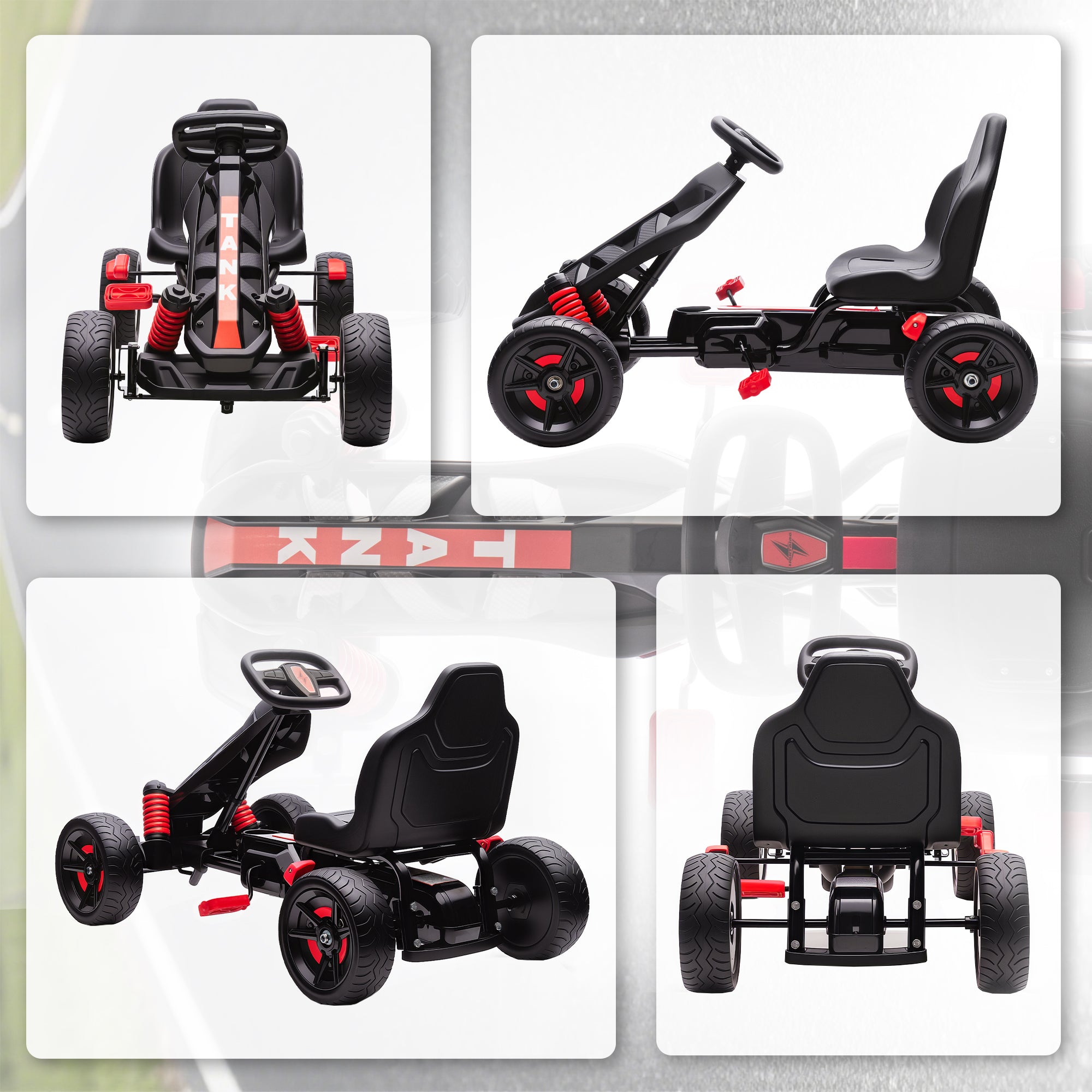 AIYAPLAY Kids Pedal Go Kart with Brake EVA Wheels