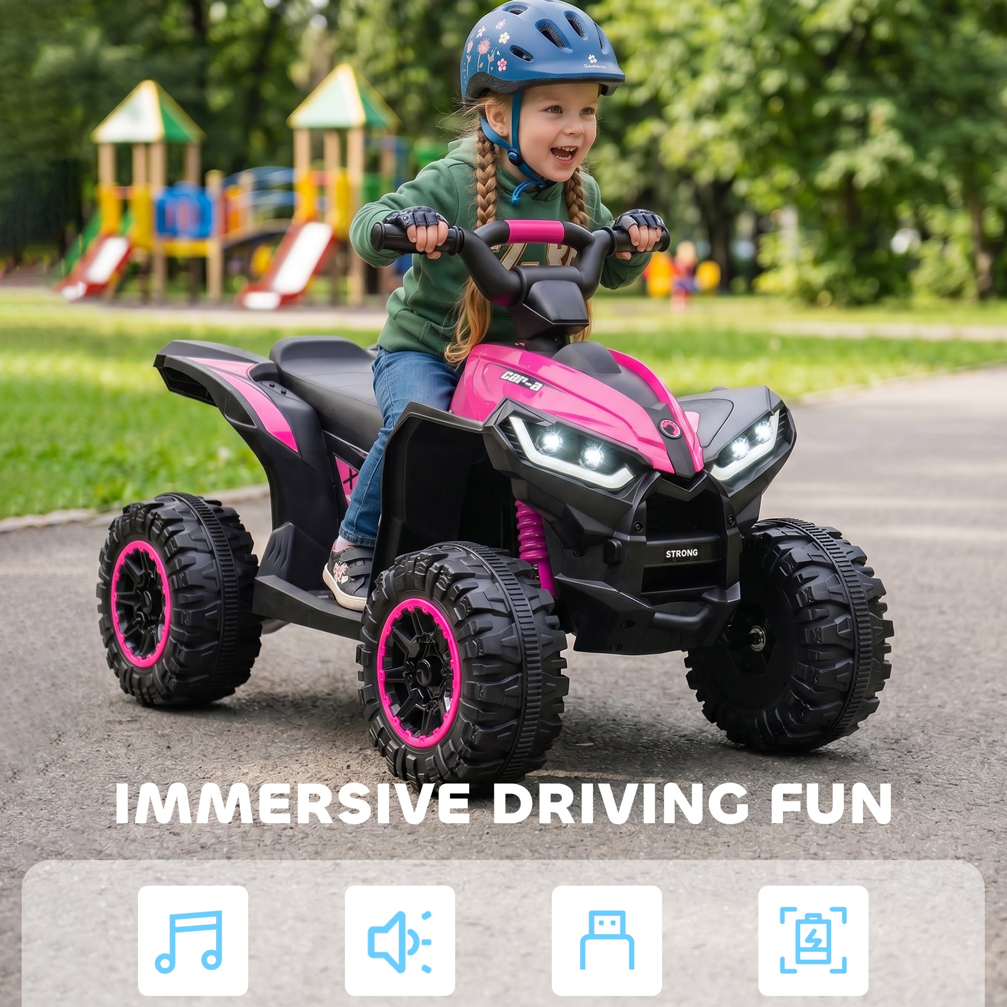 HOMCOM 12V Kids Electric Quad Bike - Pink