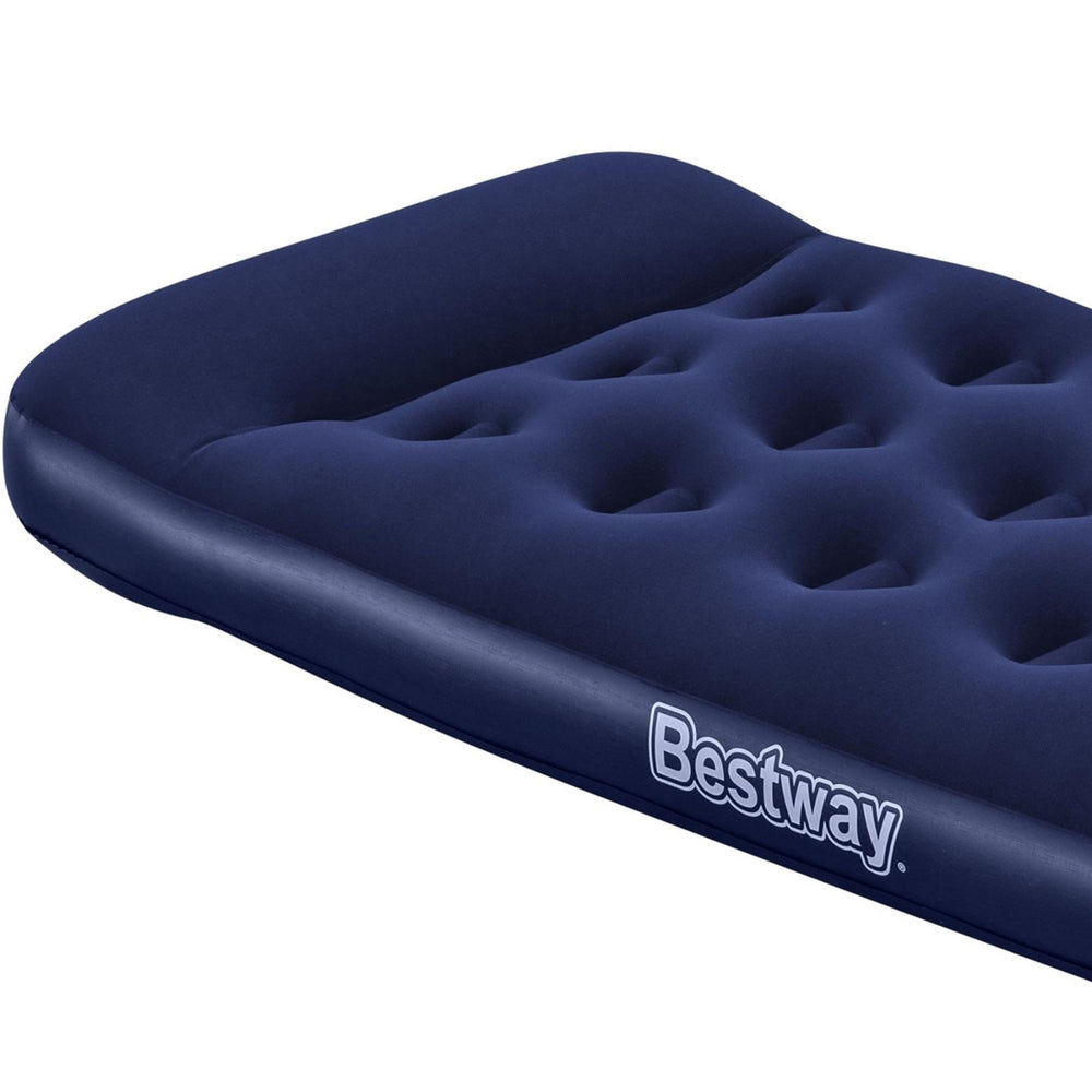 Bestway Single Easy Inflate Flocked Airbed - Built-In Pillow Comfort