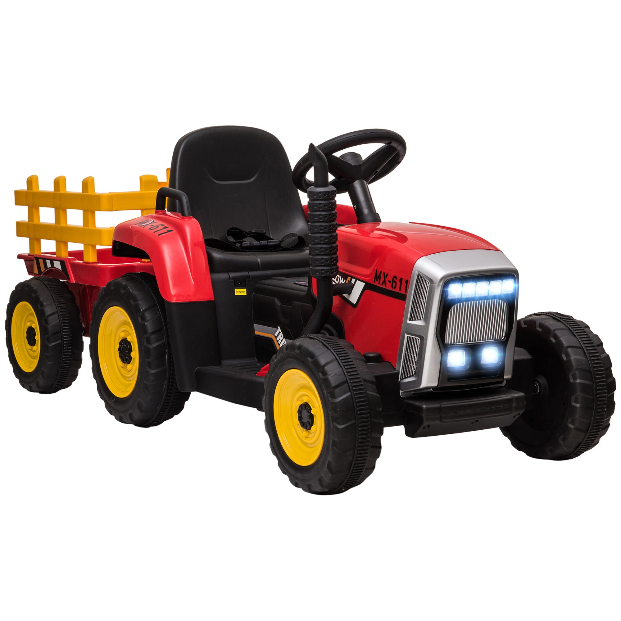 HOMCOM Kids Electric Ride-On Tractor with Trailer