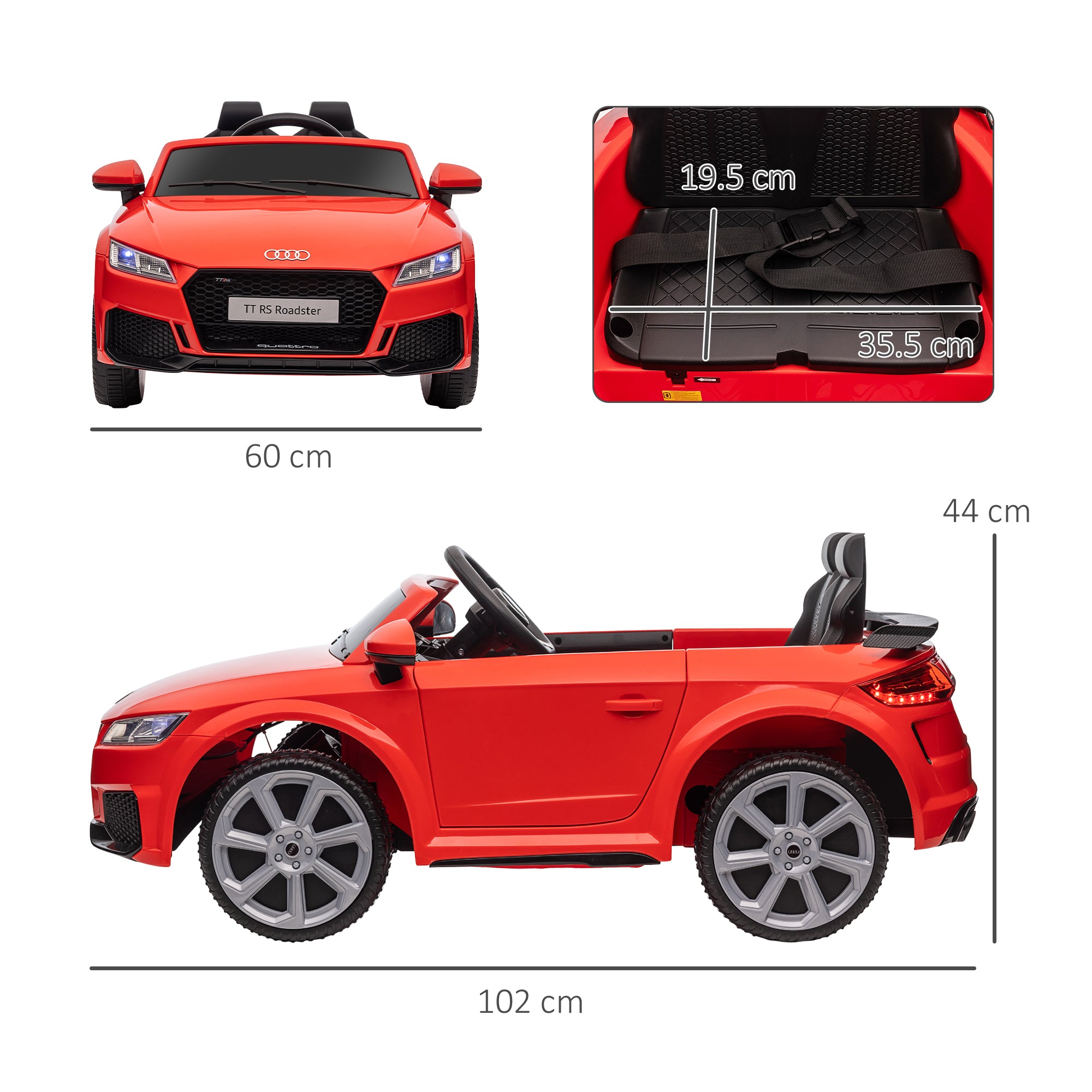 HOMCOM Audi TT / TT RS 12V Kids Ride-On Car - Red