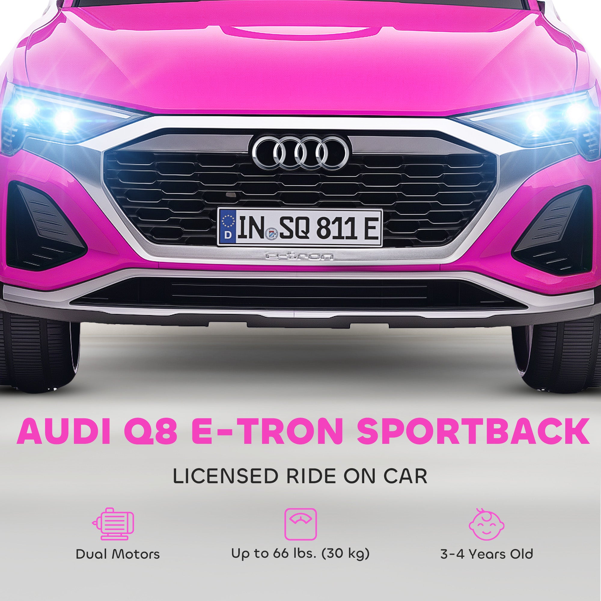 AIYAPLAY Audi Q8 e-tron Sportback 12V Kids Ride-On Car - Pink