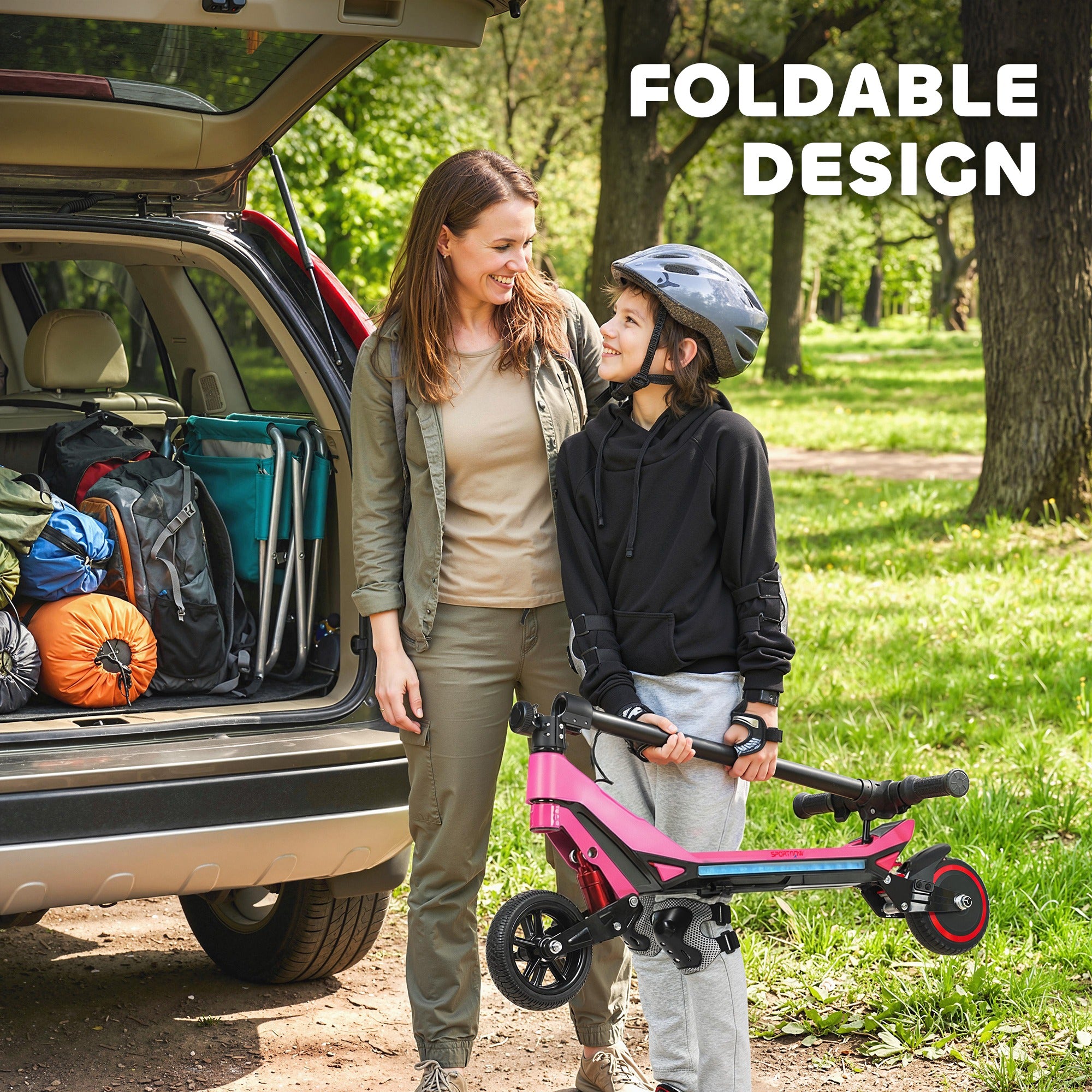 SPORTNOW Kids Foldable Electric Scooter with LED Display
