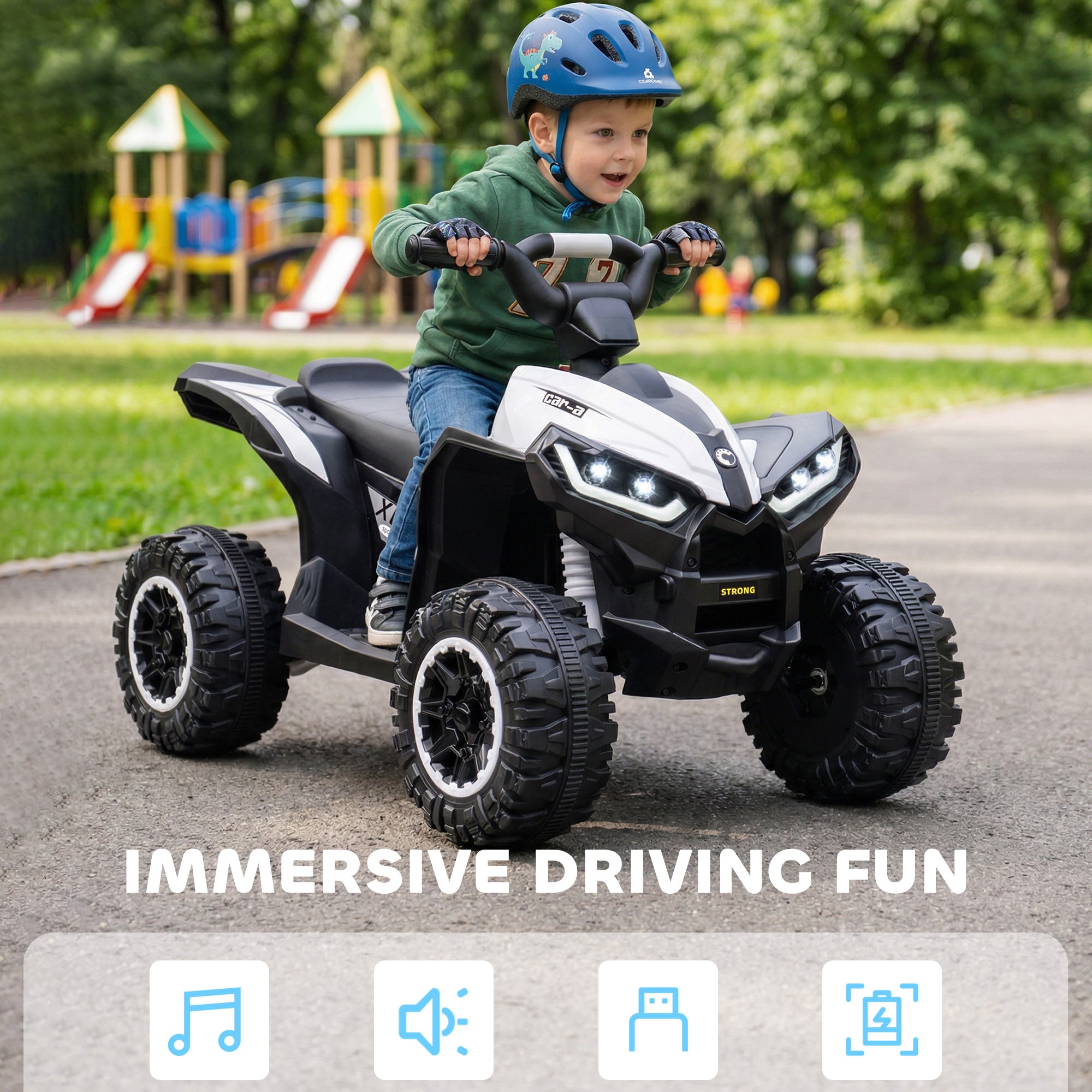 HOMCOM 12V Kids Electric Quad Bike - White