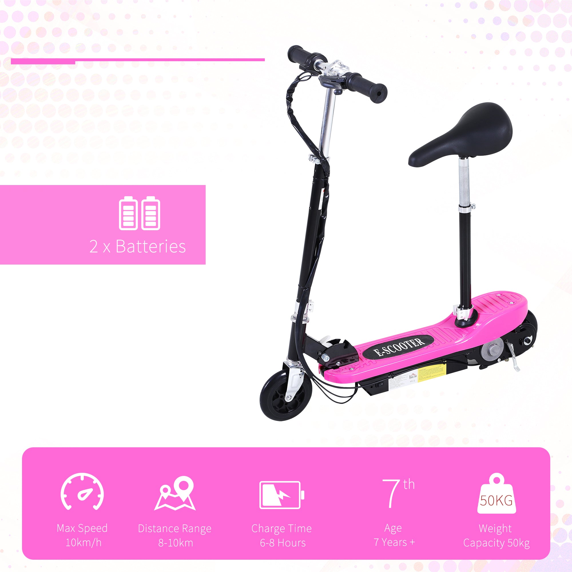 HOMCOM Kids Electric Scooter with Seat & Brakes