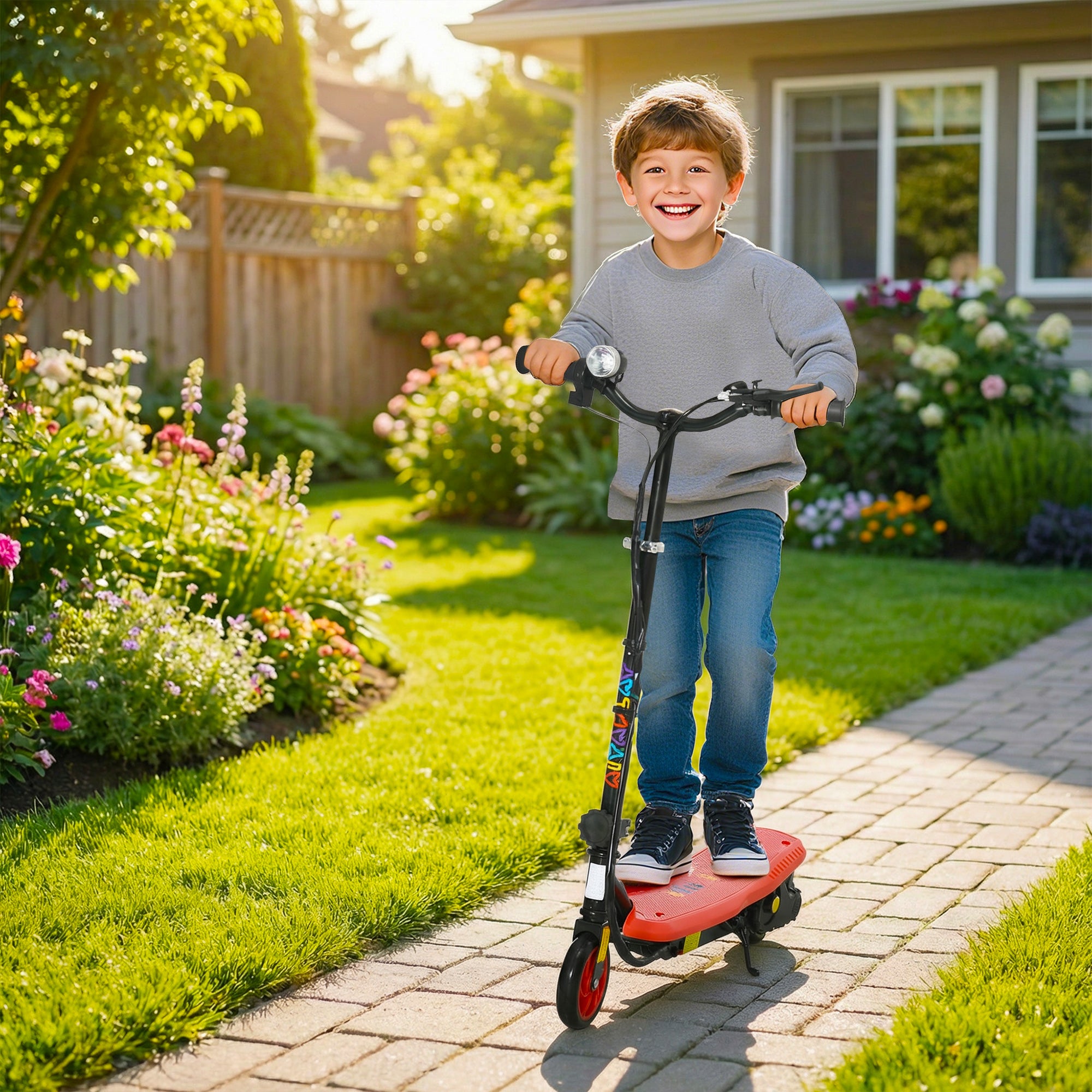 HOMCOM Kids Electric Scooter with LED Lights