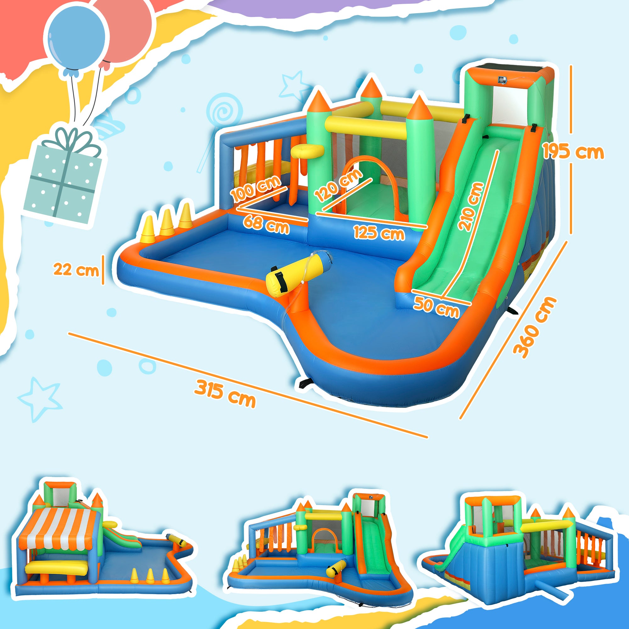 AIYAPLAY 8-in-1 Bounce House with 550W Blower