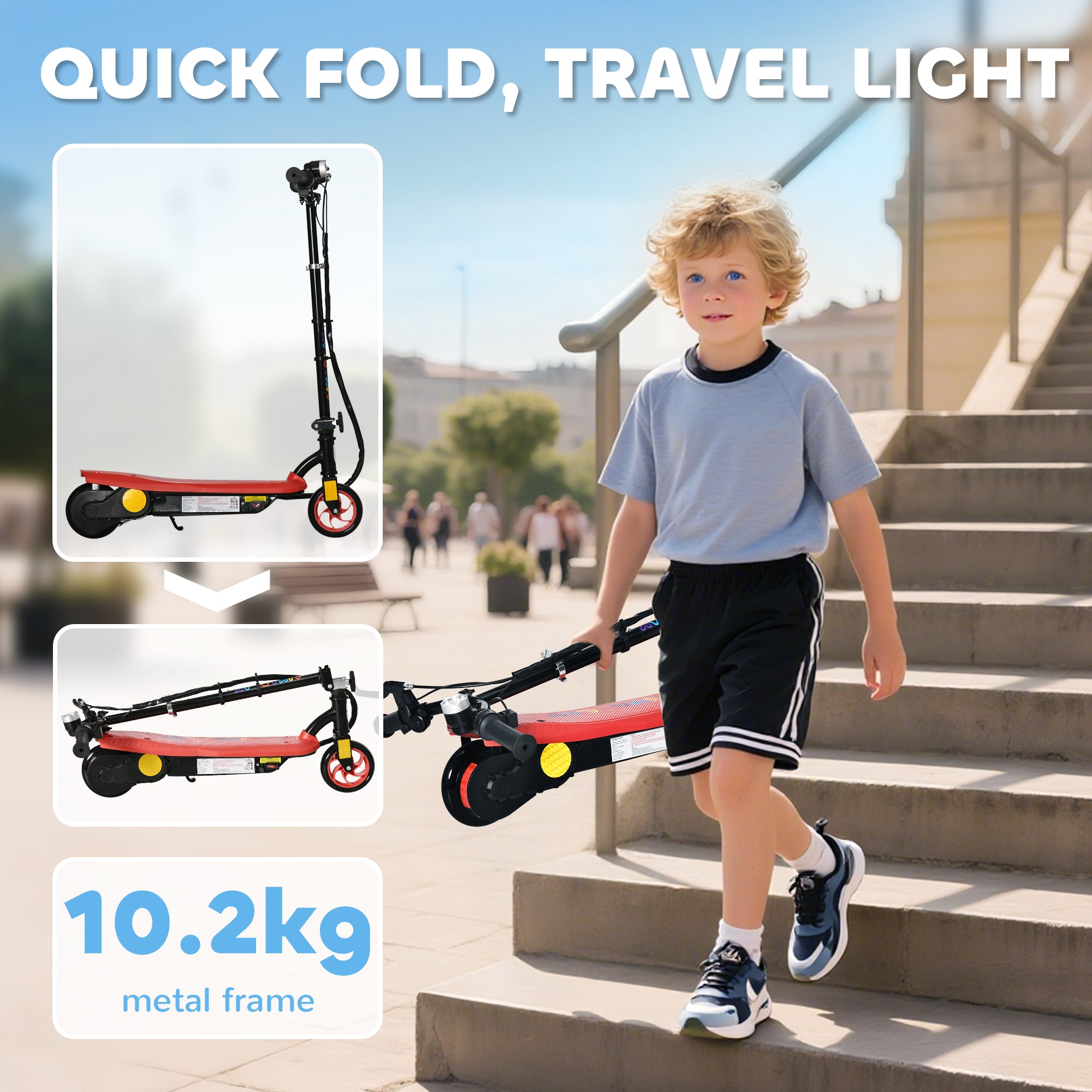 HOMCOM Kids Electric Scooter with LED Lights